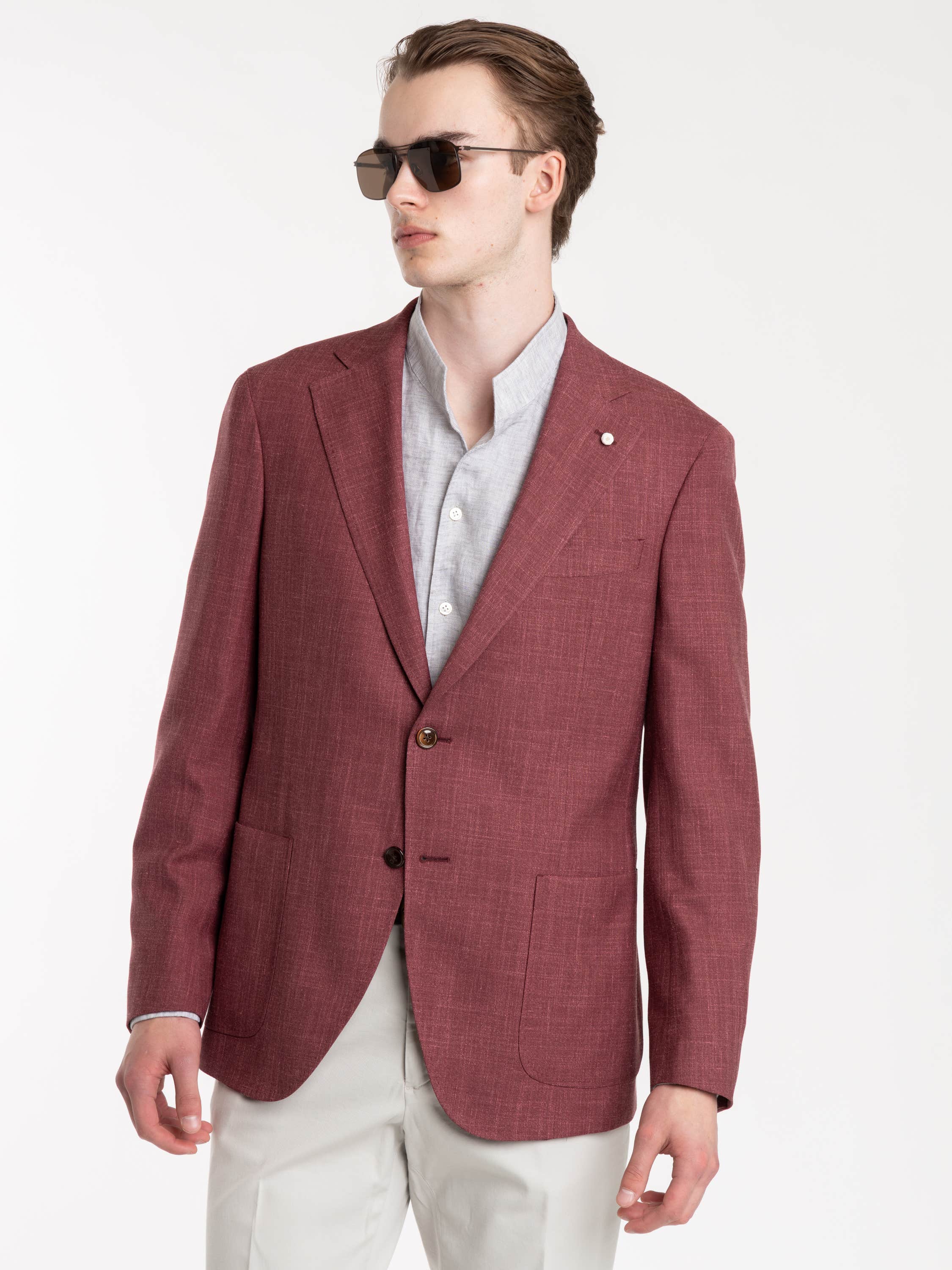 Red Mantova Wool, Silk & Linen Sport Jacket