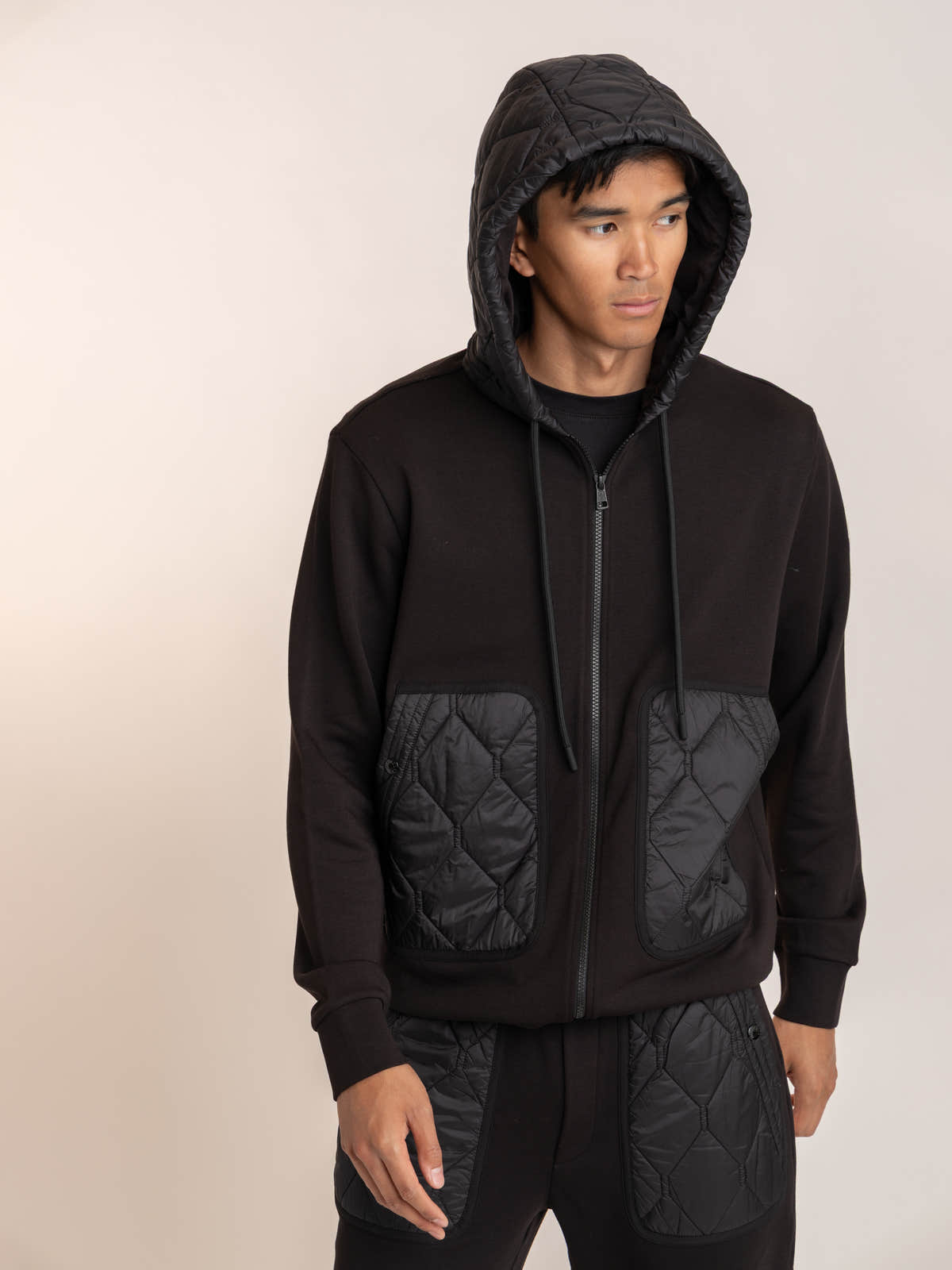 Black Cotton Full-Zip Hoodie