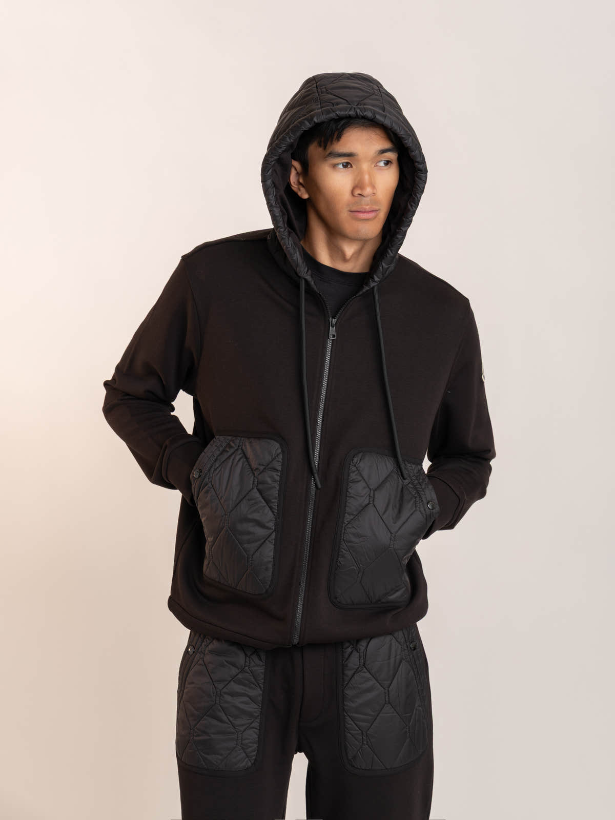Black Cotton Full-Zip Hoodie