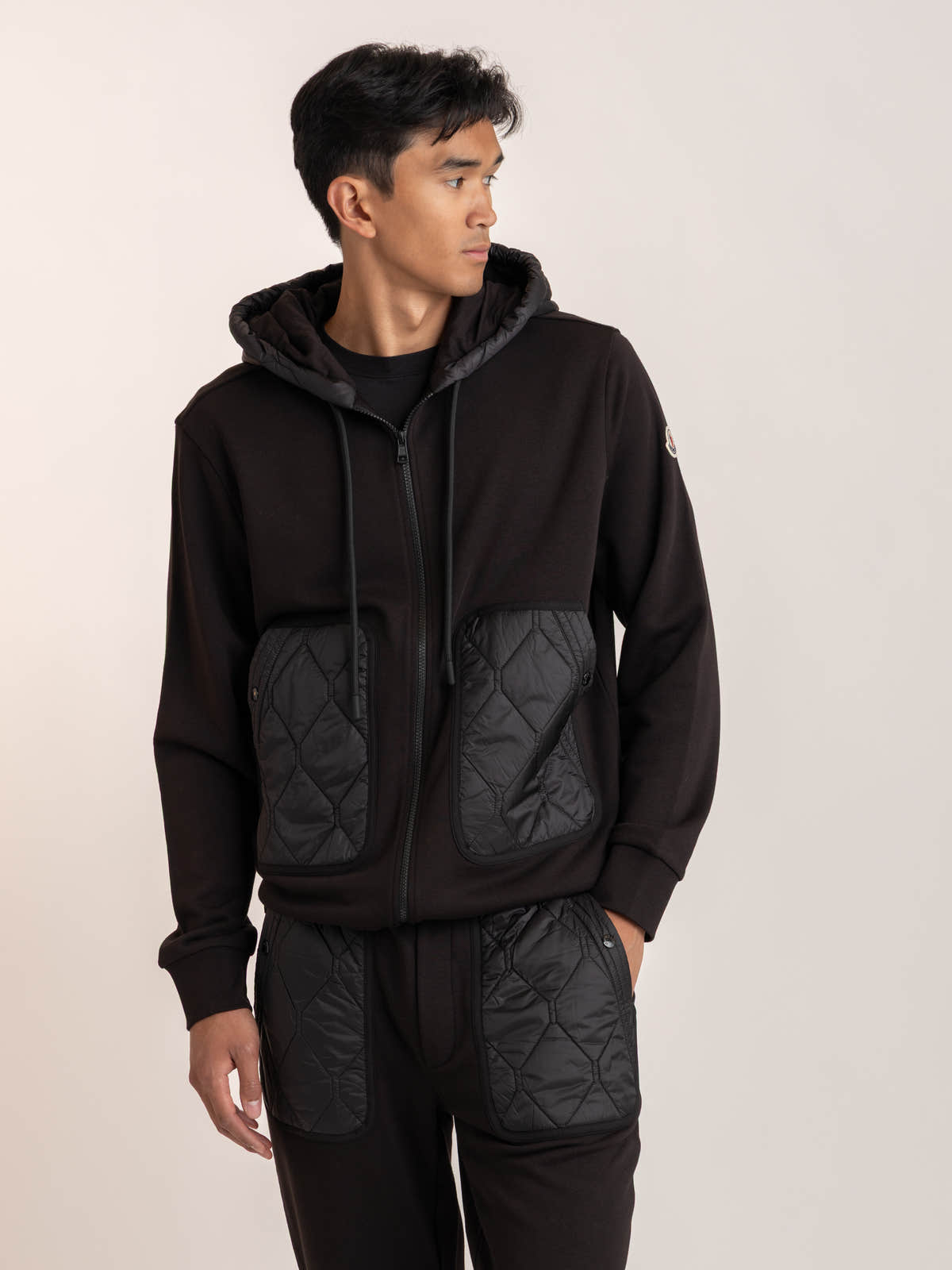 Black Cotton Full-Zip Hoodie