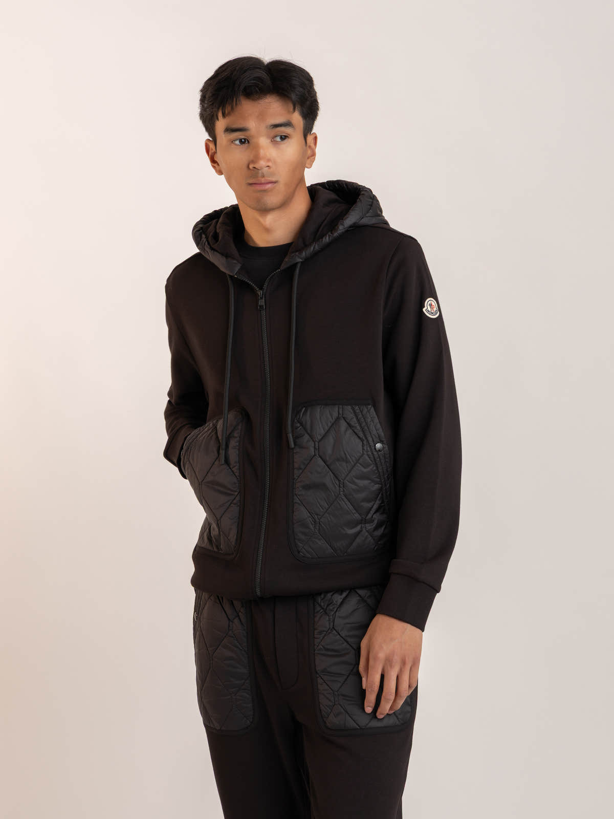 Black Cotton Full-Zip Hoodie
