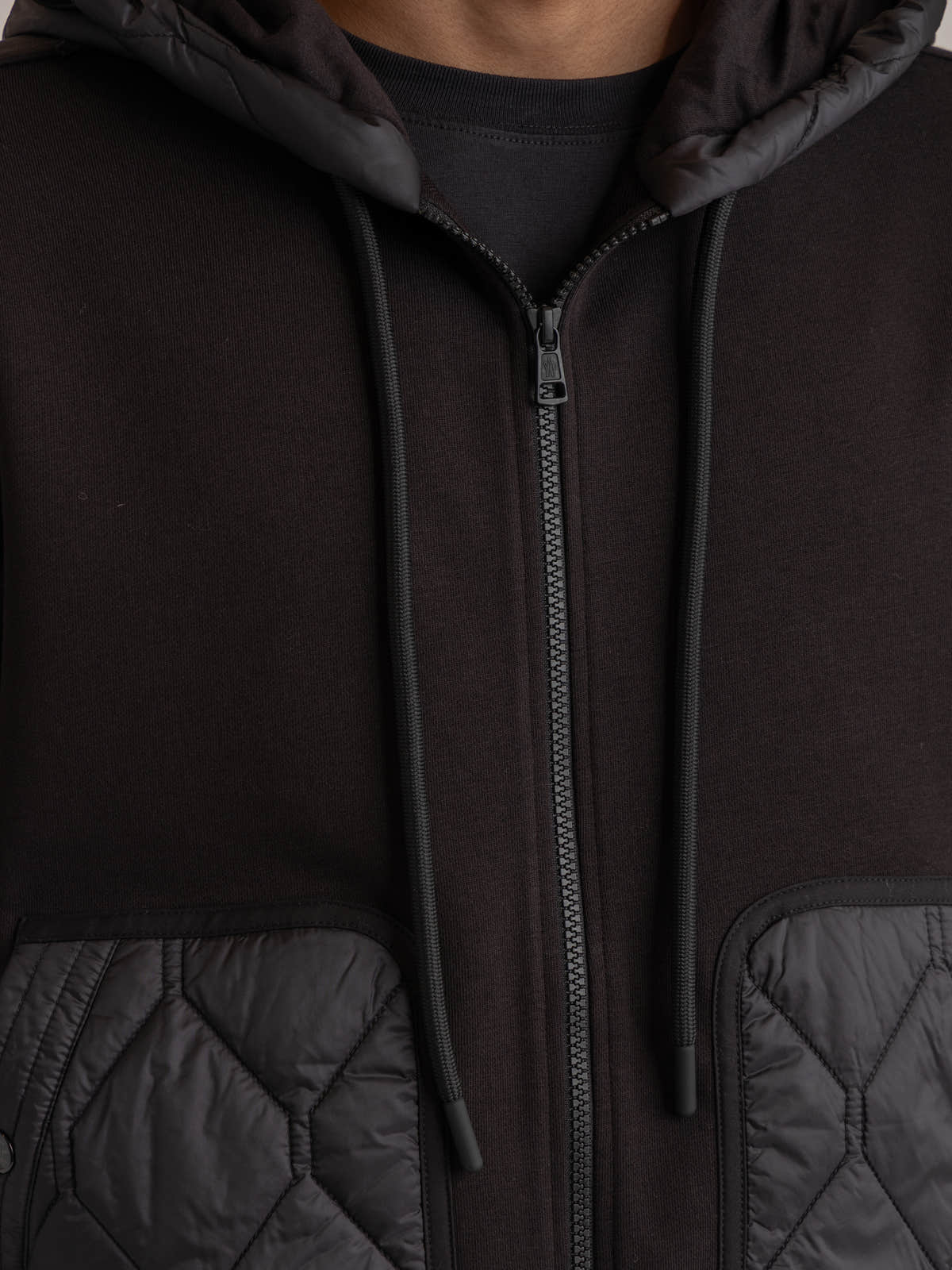Black Cotton Full-Zip Hoodie