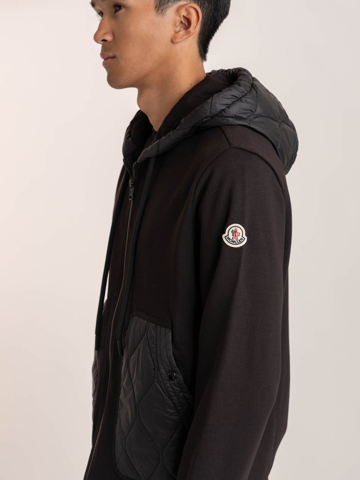 Black Cotton Full-Zip Hoodie