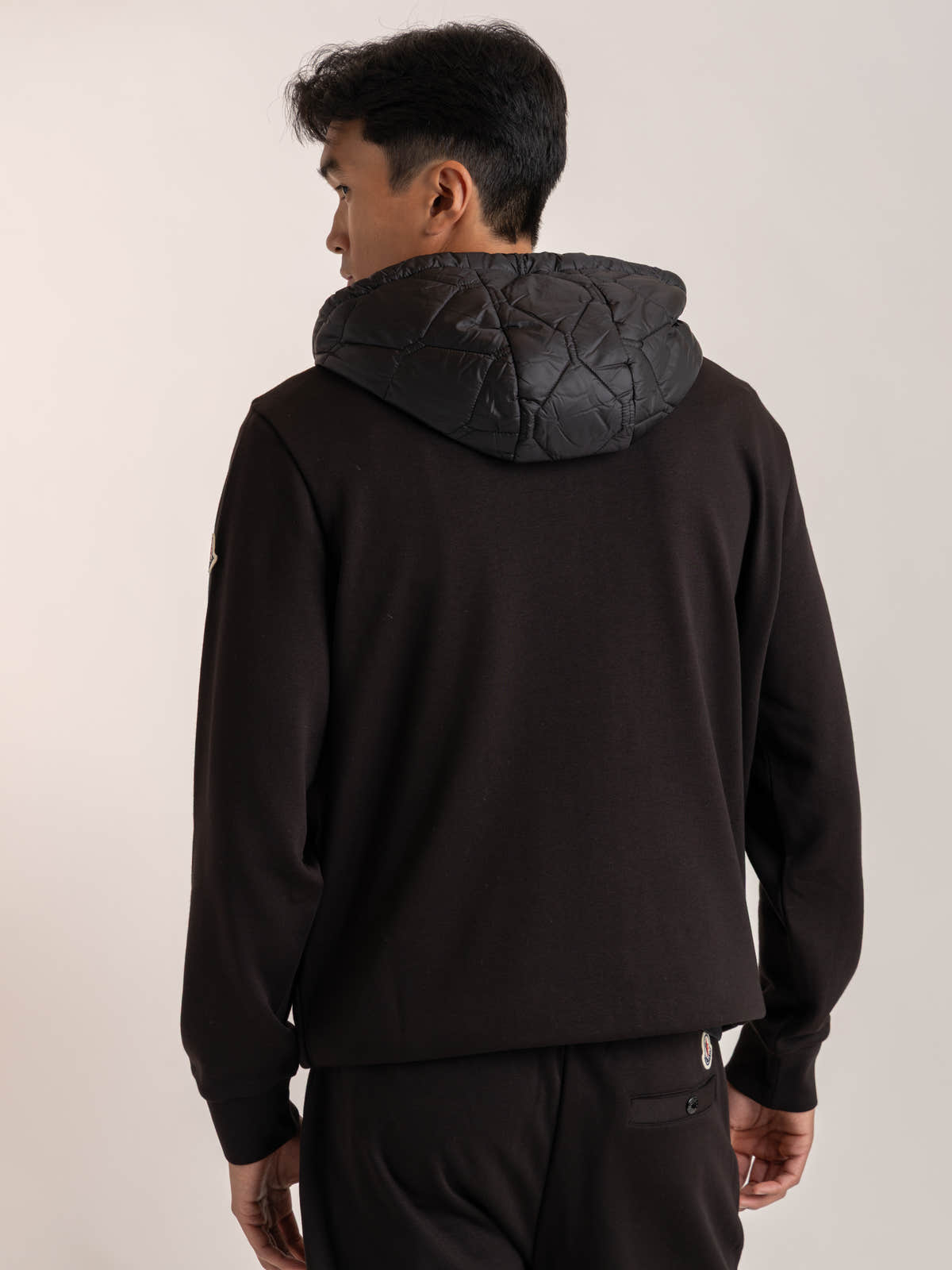 Black Cotton Full-Zip Hoodie