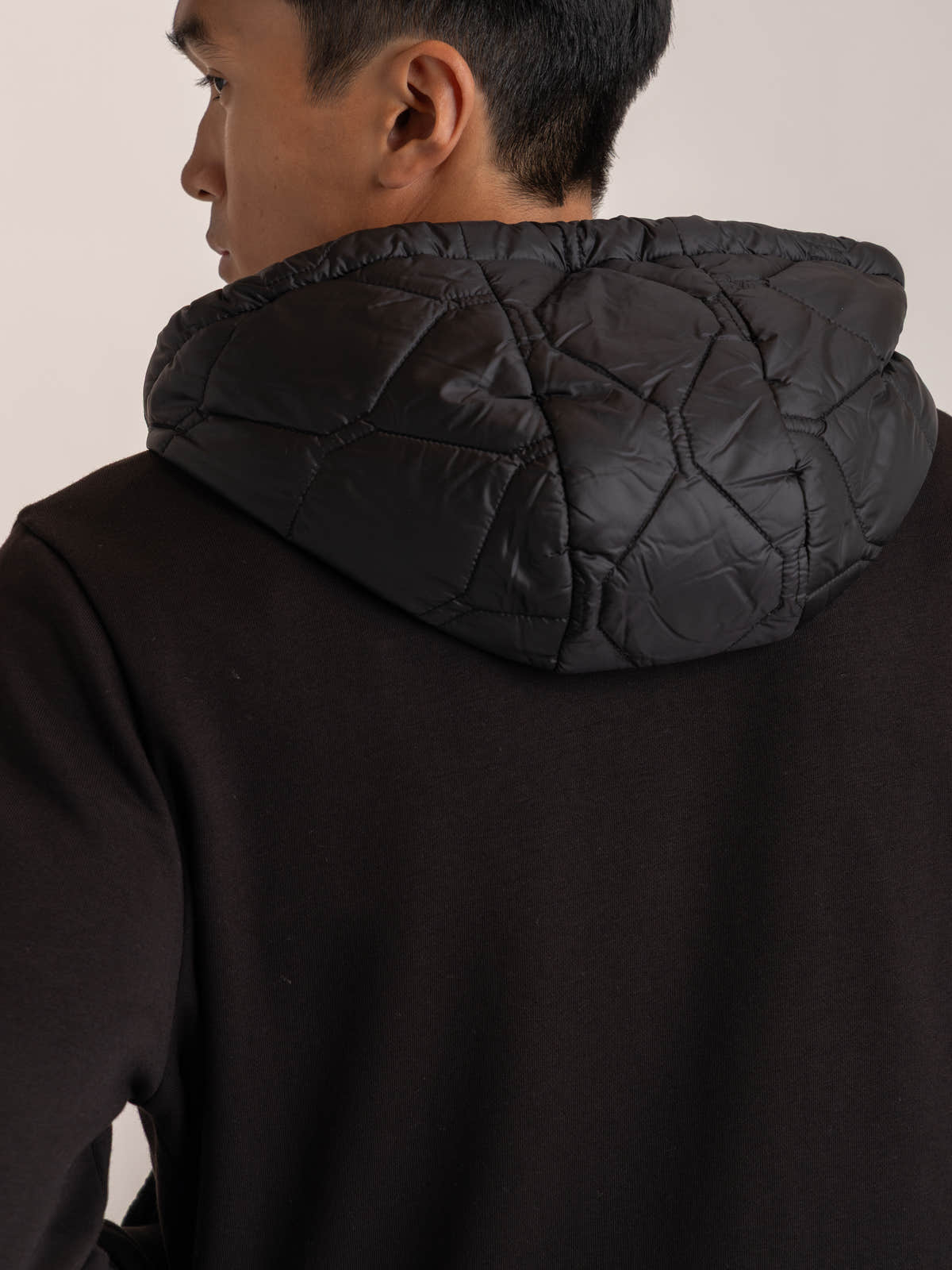 Black Cotton Full-Zip Hoodie