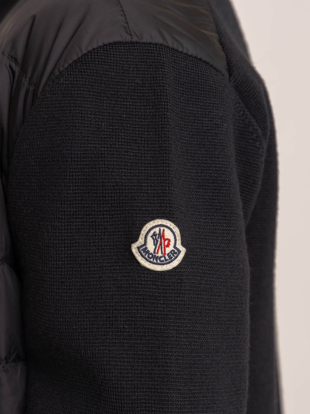 Black Padded Wool Cardigan