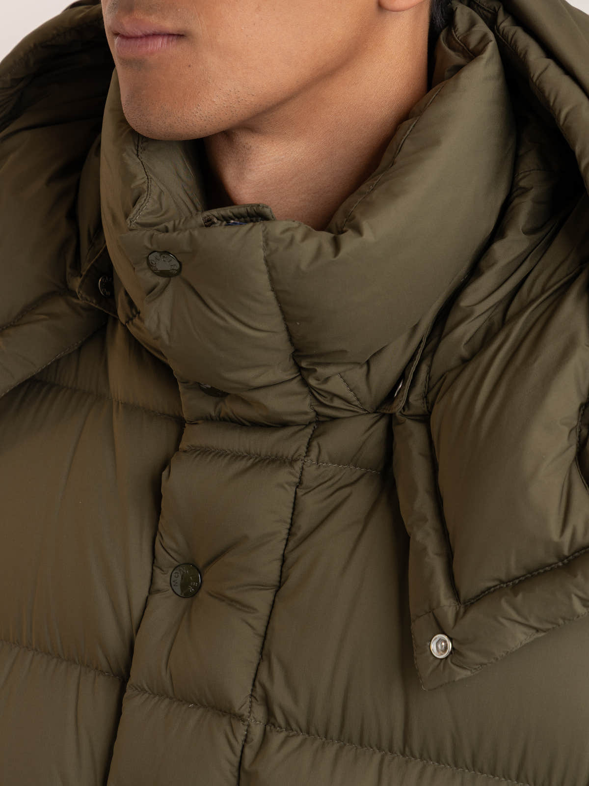 Olive Green Maya 70 Hooded Short Down Jacket