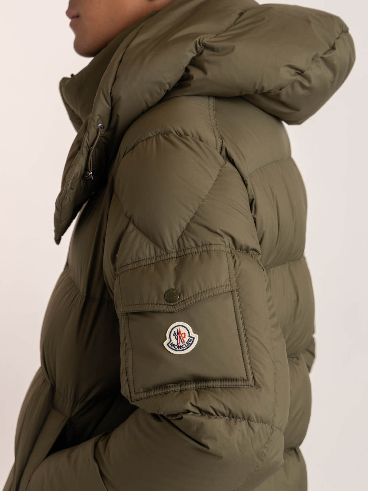 Olive Green Maya 70 Hooded Short Down Jacket