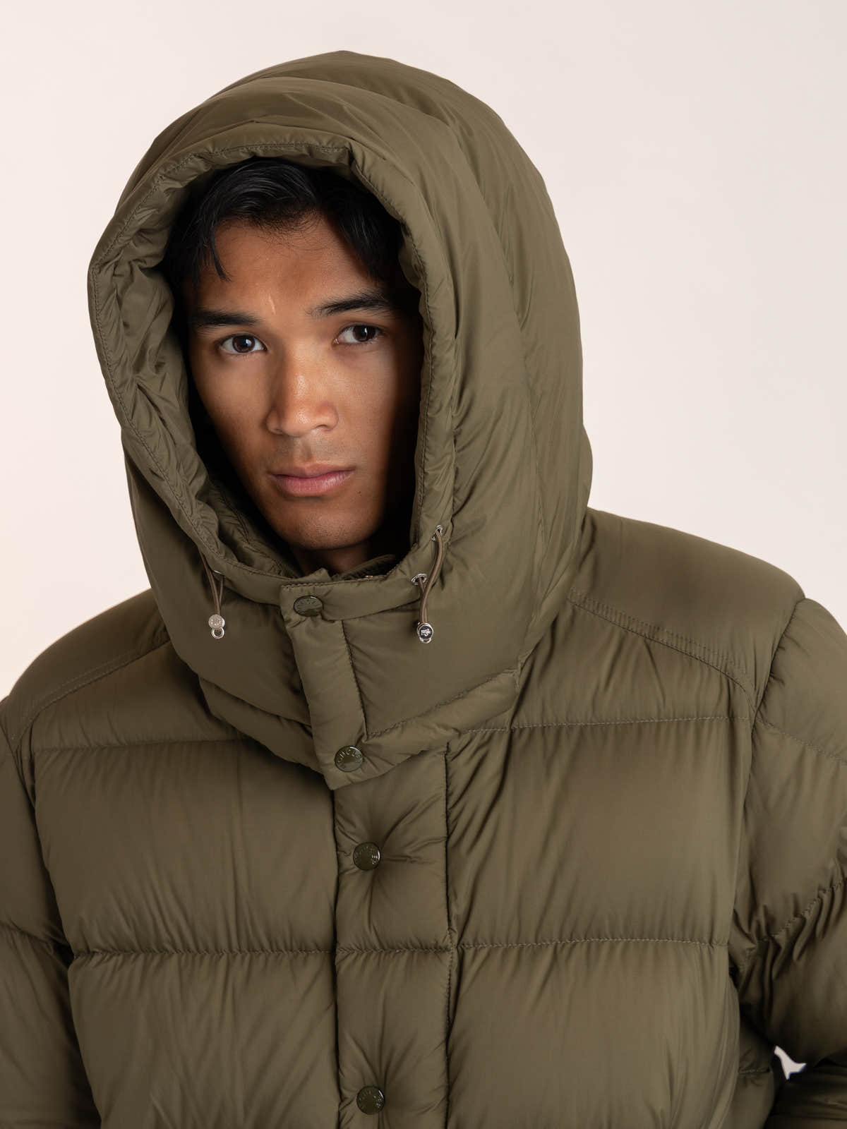 Olive Green Maya 70 Hooded Short Down Jacket