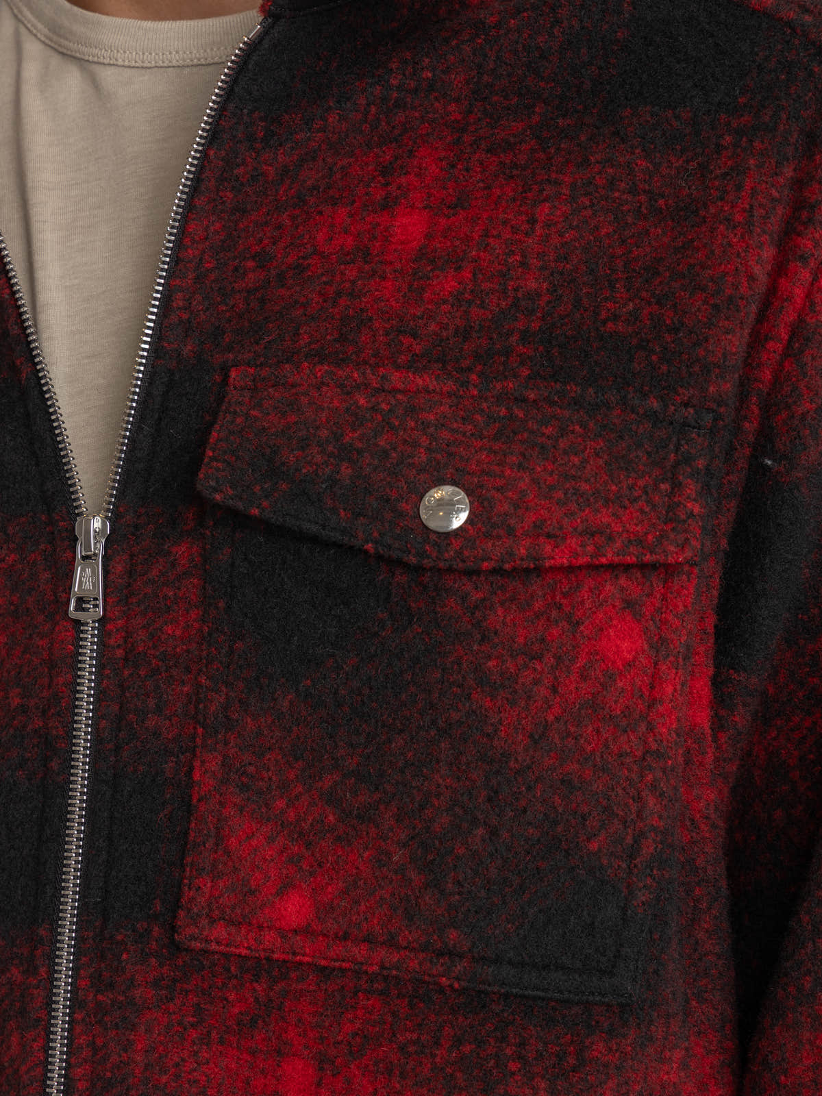 Red Checked Zip-Front Overshirt