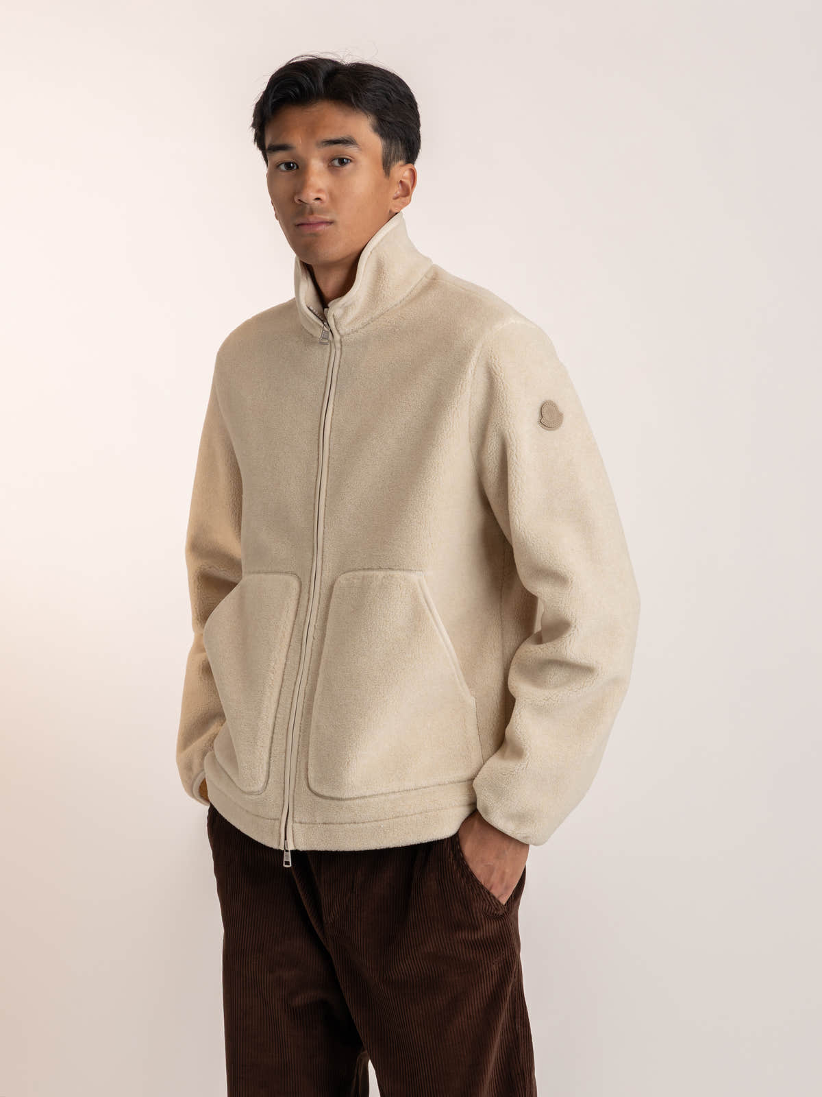 White Zip-Up Sherpa Jacket