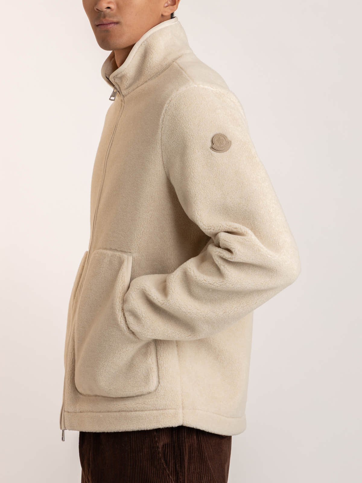 White Zip-Up Sherpa Jacket