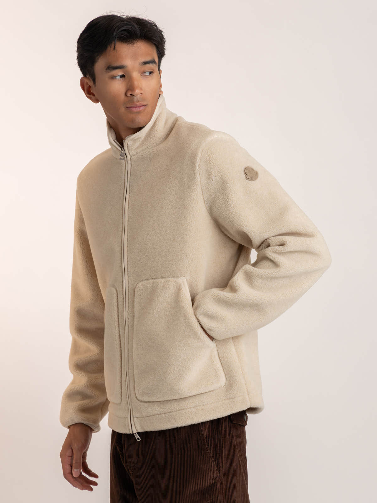 White Zip-Up Sherpa Jacket