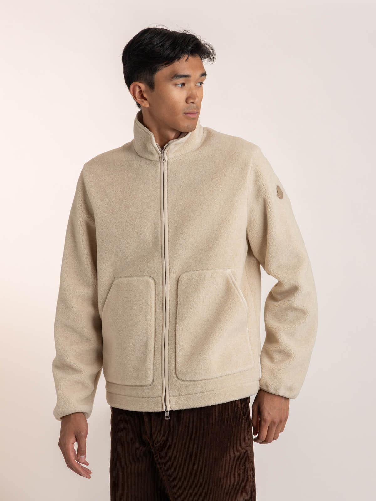 White Zip-Up Sherpa Jacket