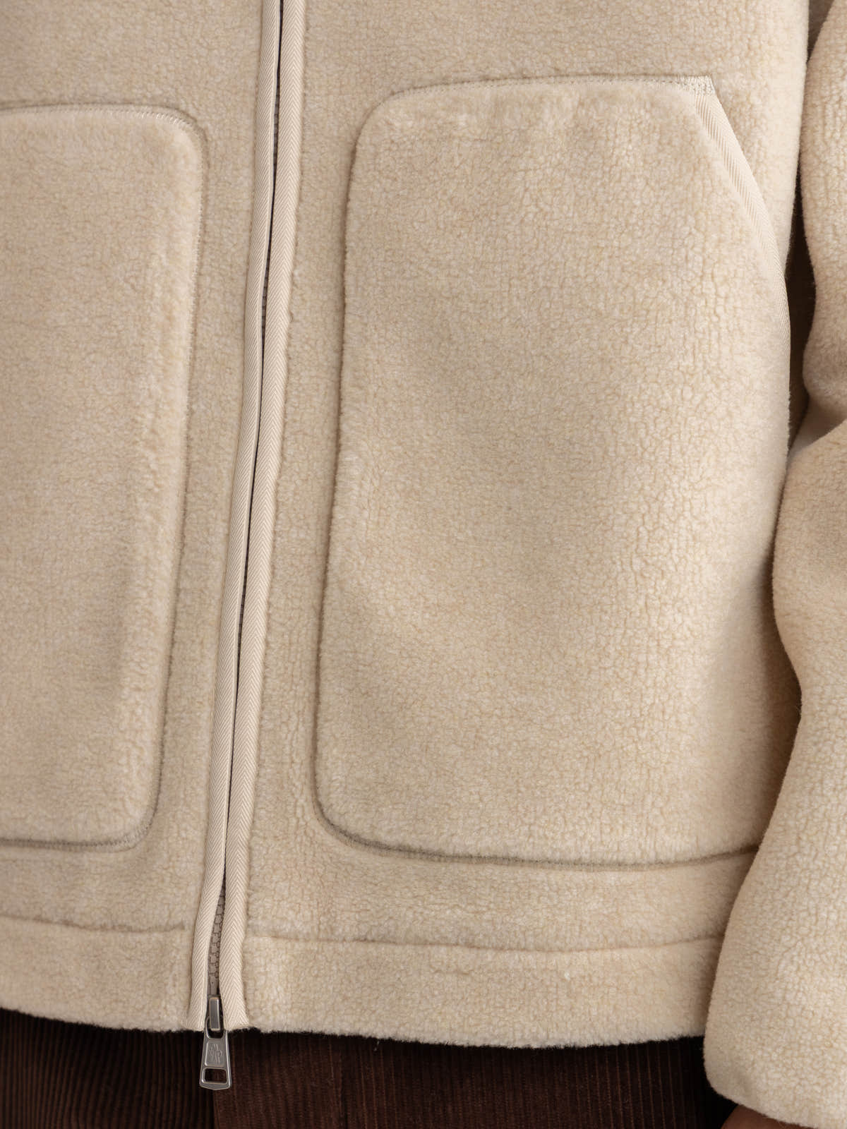 White Zip-Up Sherpa Jacket