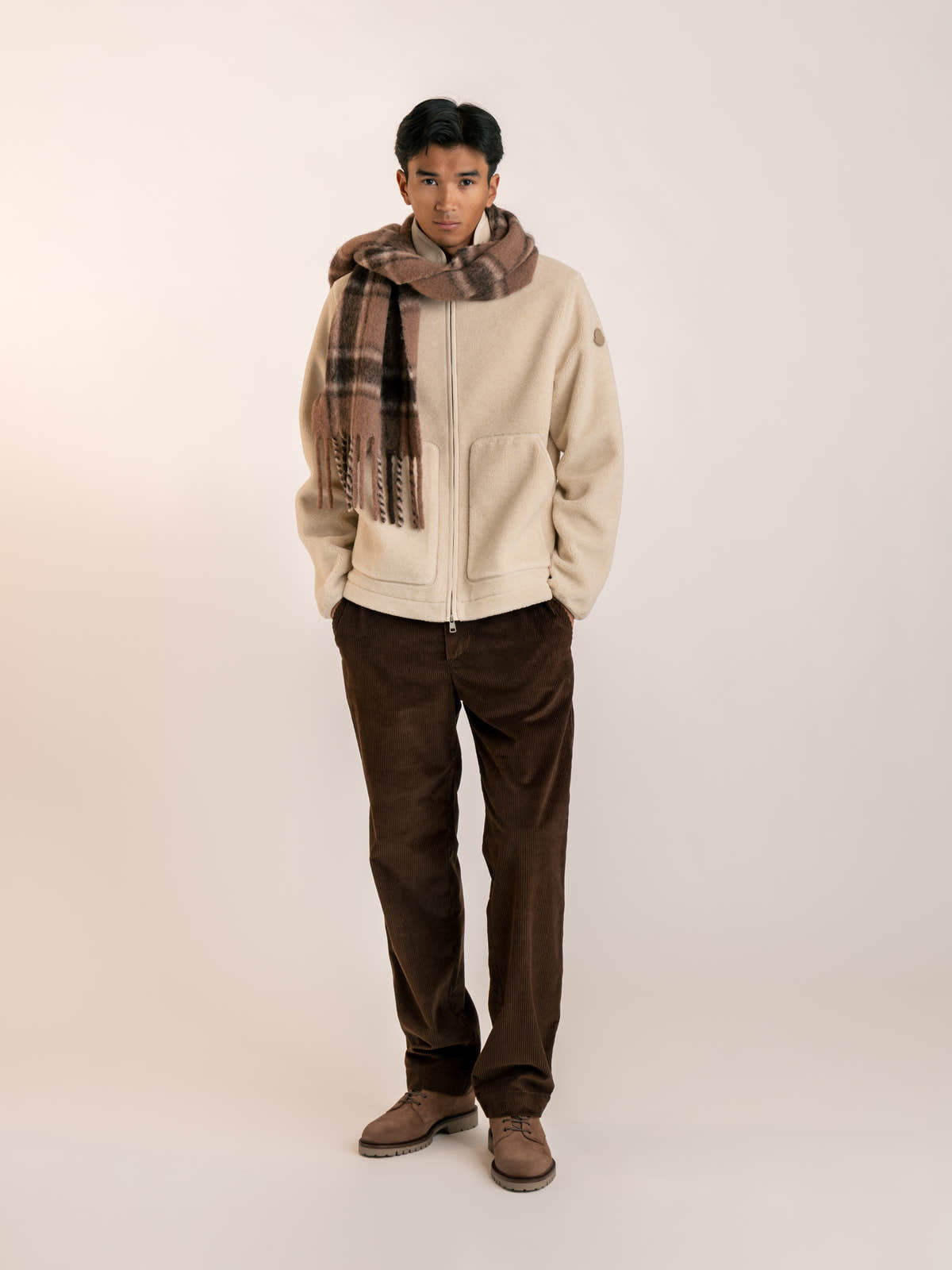 White Zip-Up Sherpa Jacket