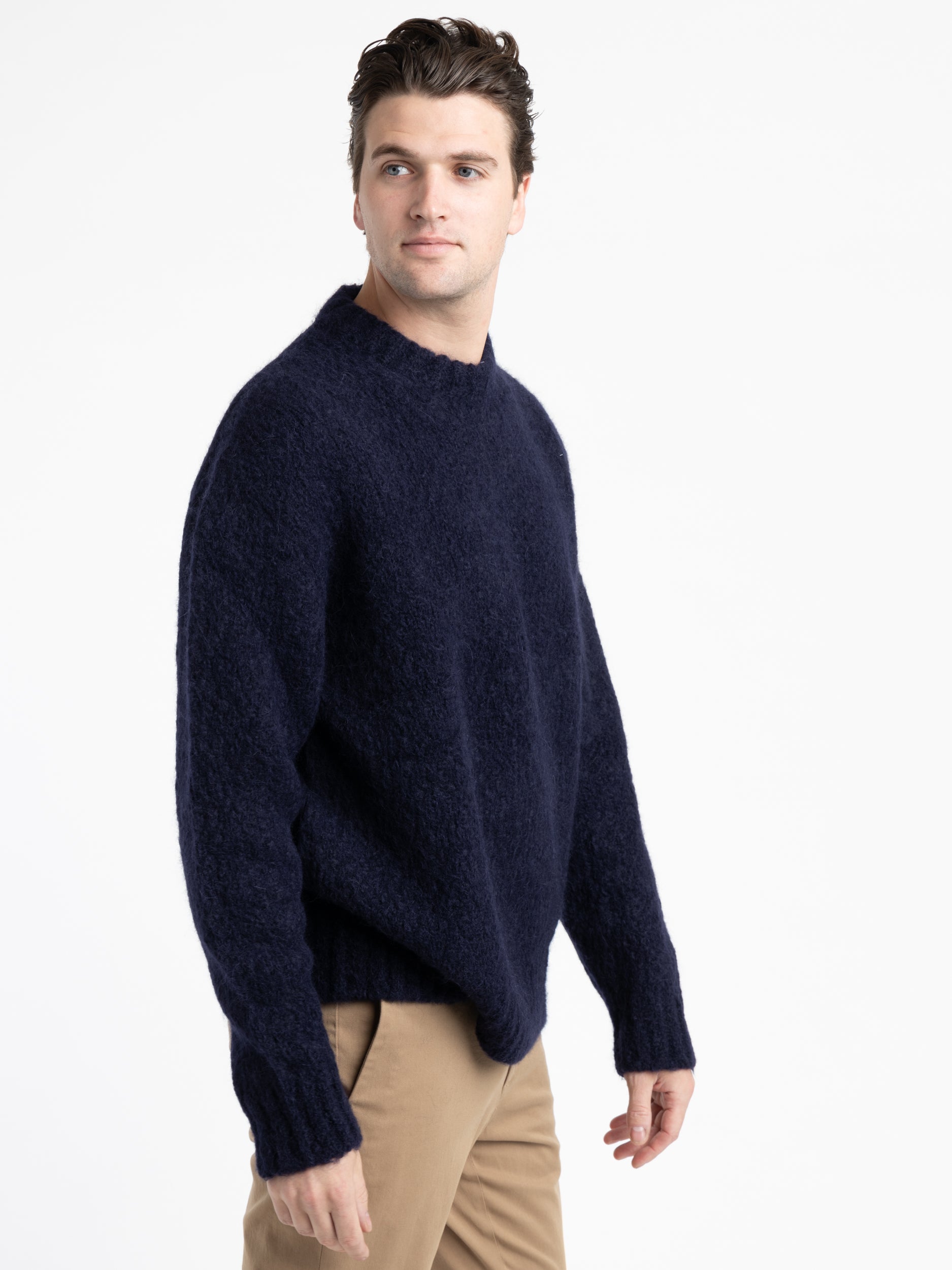 Navy Rasmus Relaxed Flame Alpaca Sweater – The Helm Clothing