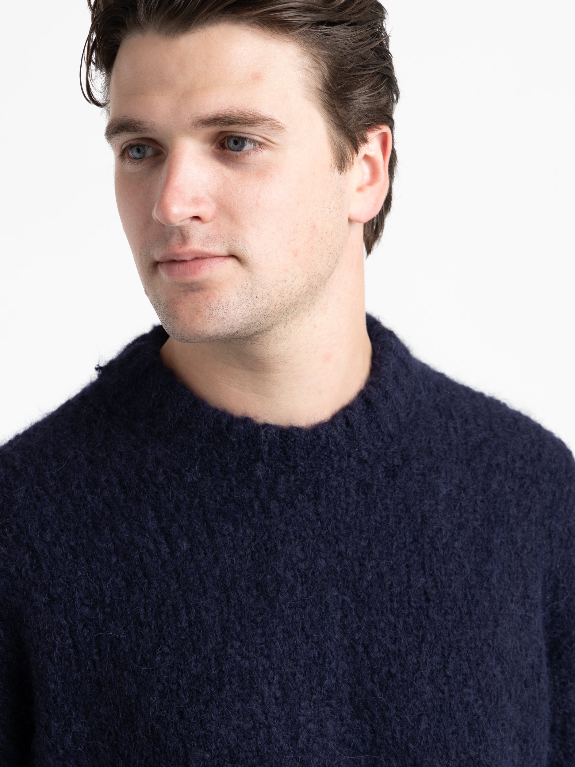 Navy Rasmus Relaxed Flame Alpaca Sweater – The Helm Clothing
