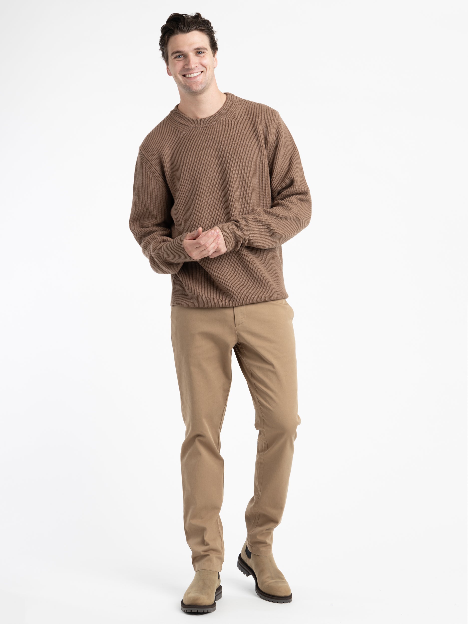 Khaki crew neck sweater new arrivals