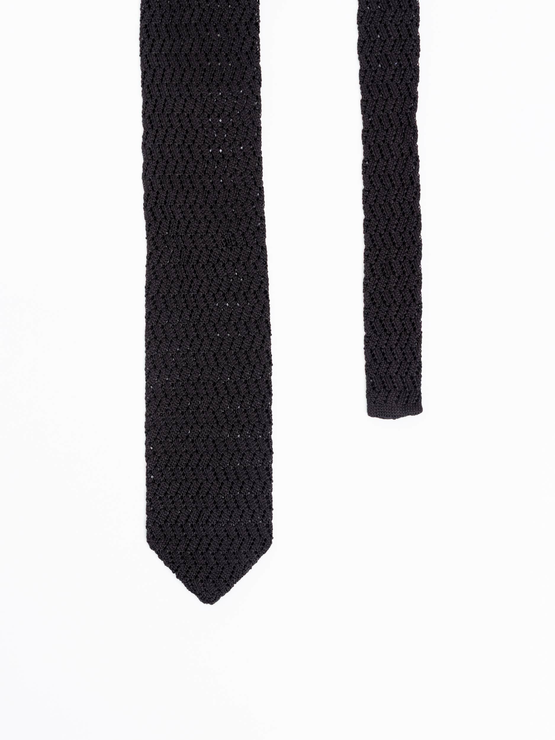 Black Knitted Silk Tie