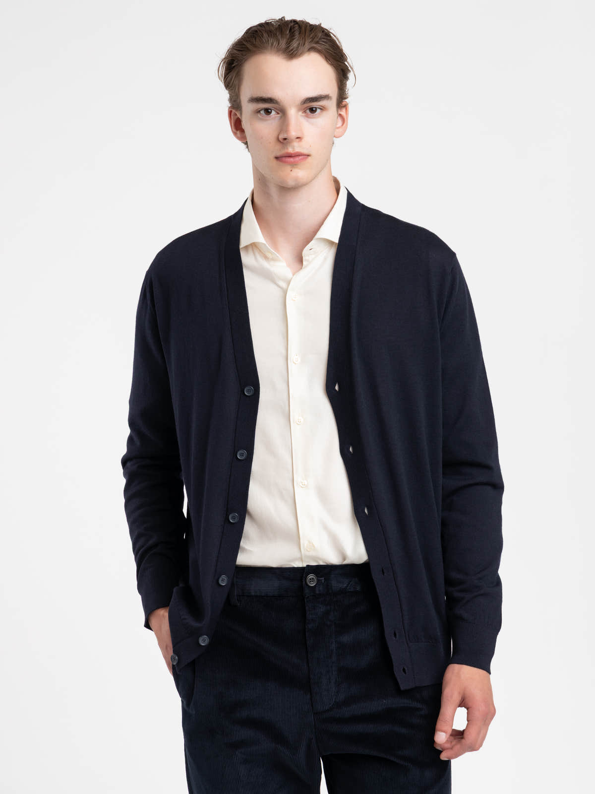 Navy Wool Cardigan