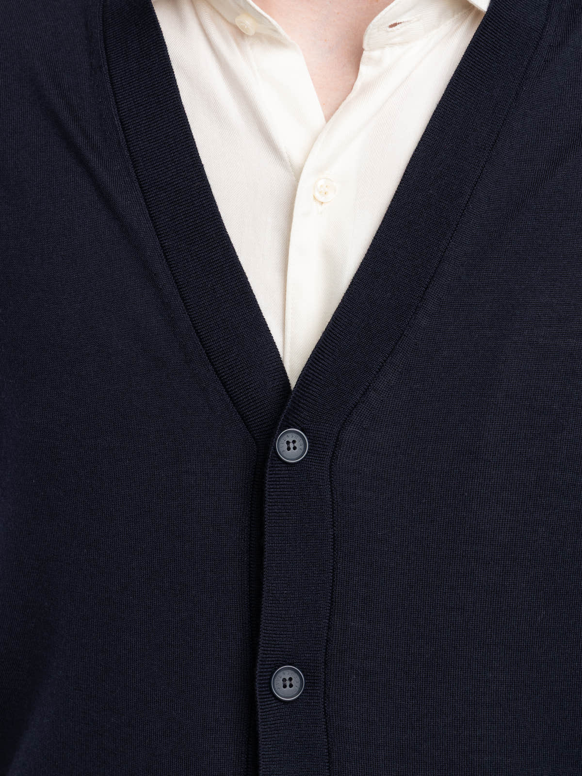 Navy Wool Cardigan