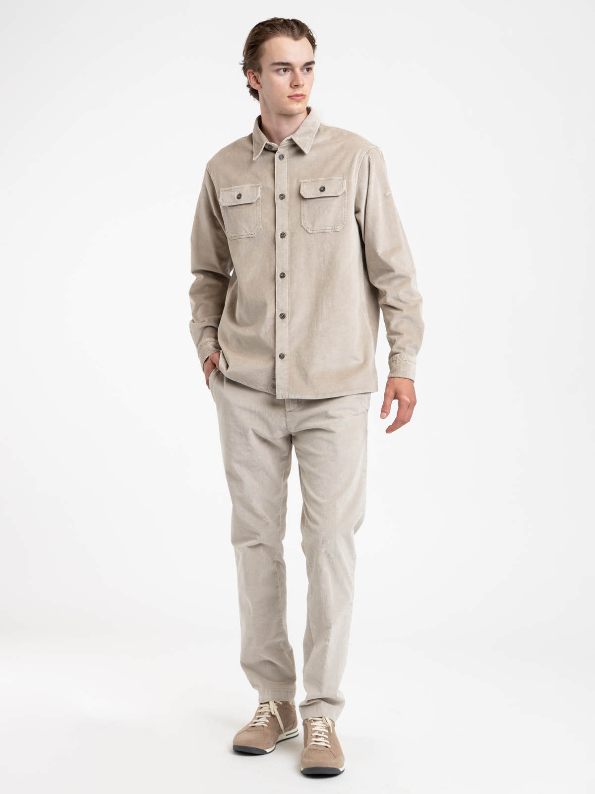Beige Corduroy Chino Pants