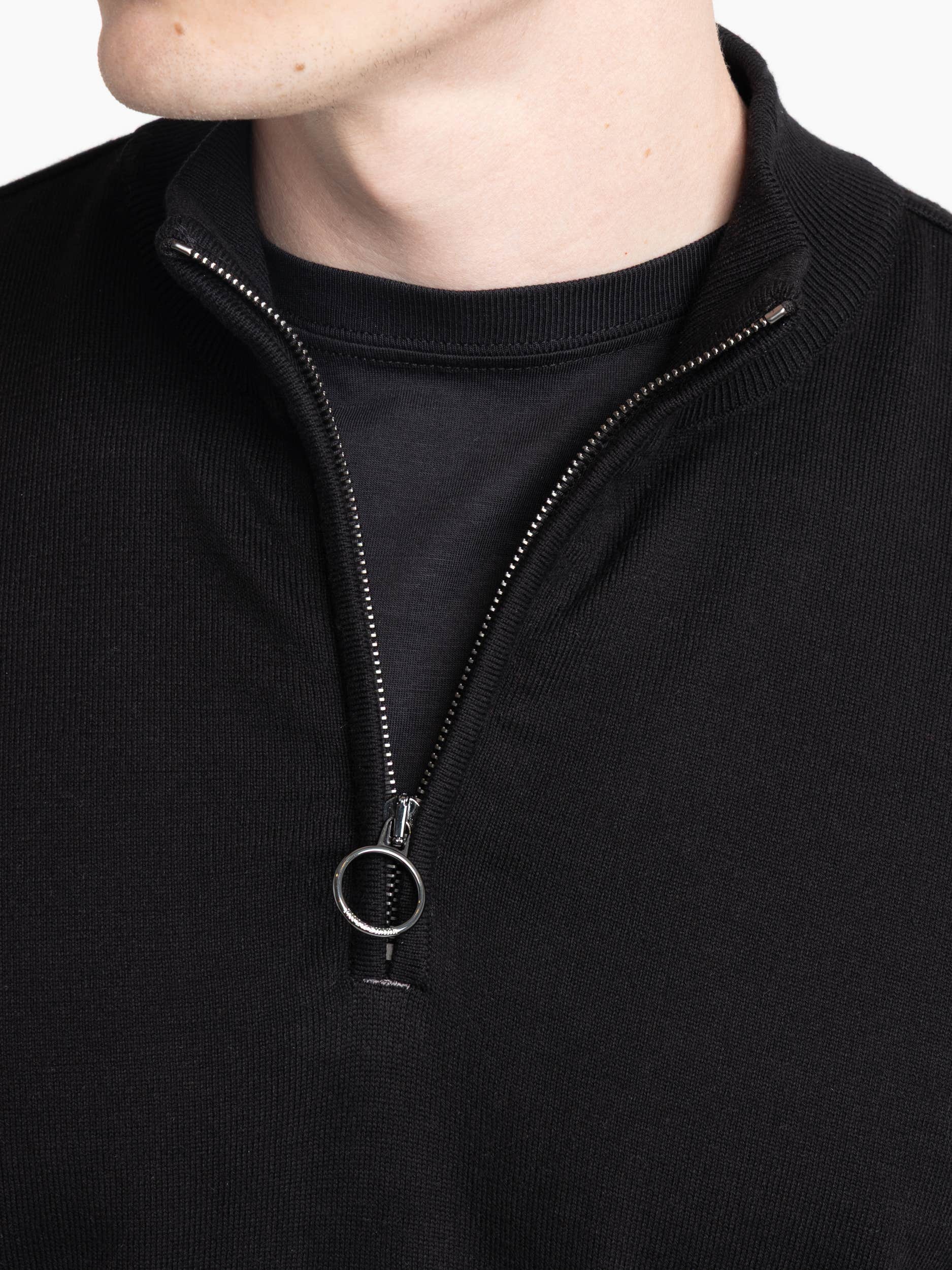 Black Cotton Quarter Zip
