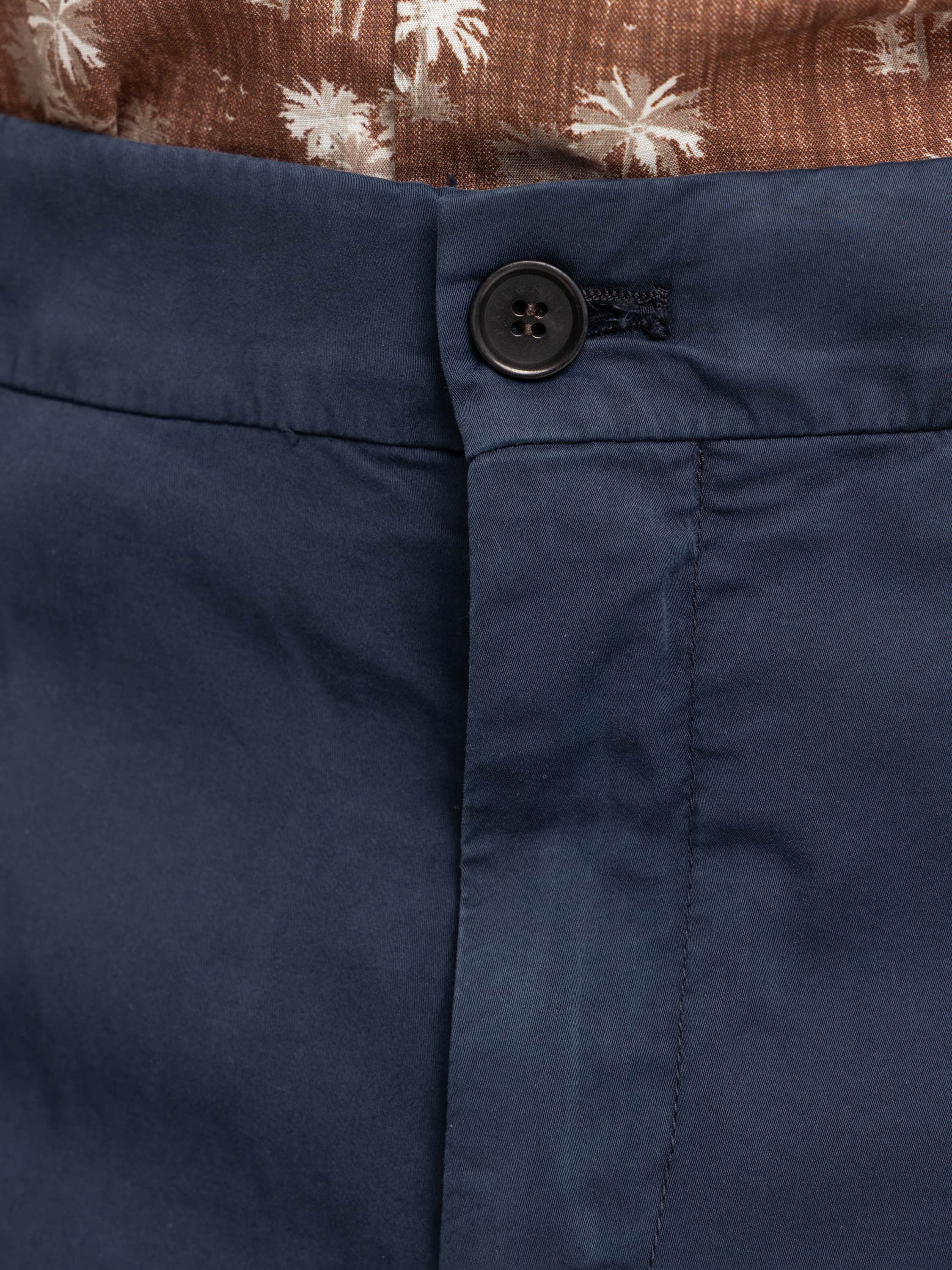 Blue Silk And Stretch Cotton Chino Pants