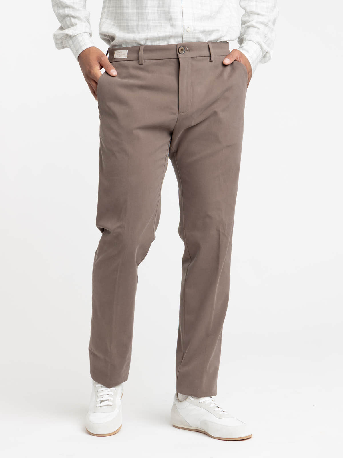 Brown Modal-Blend Chino Trousers