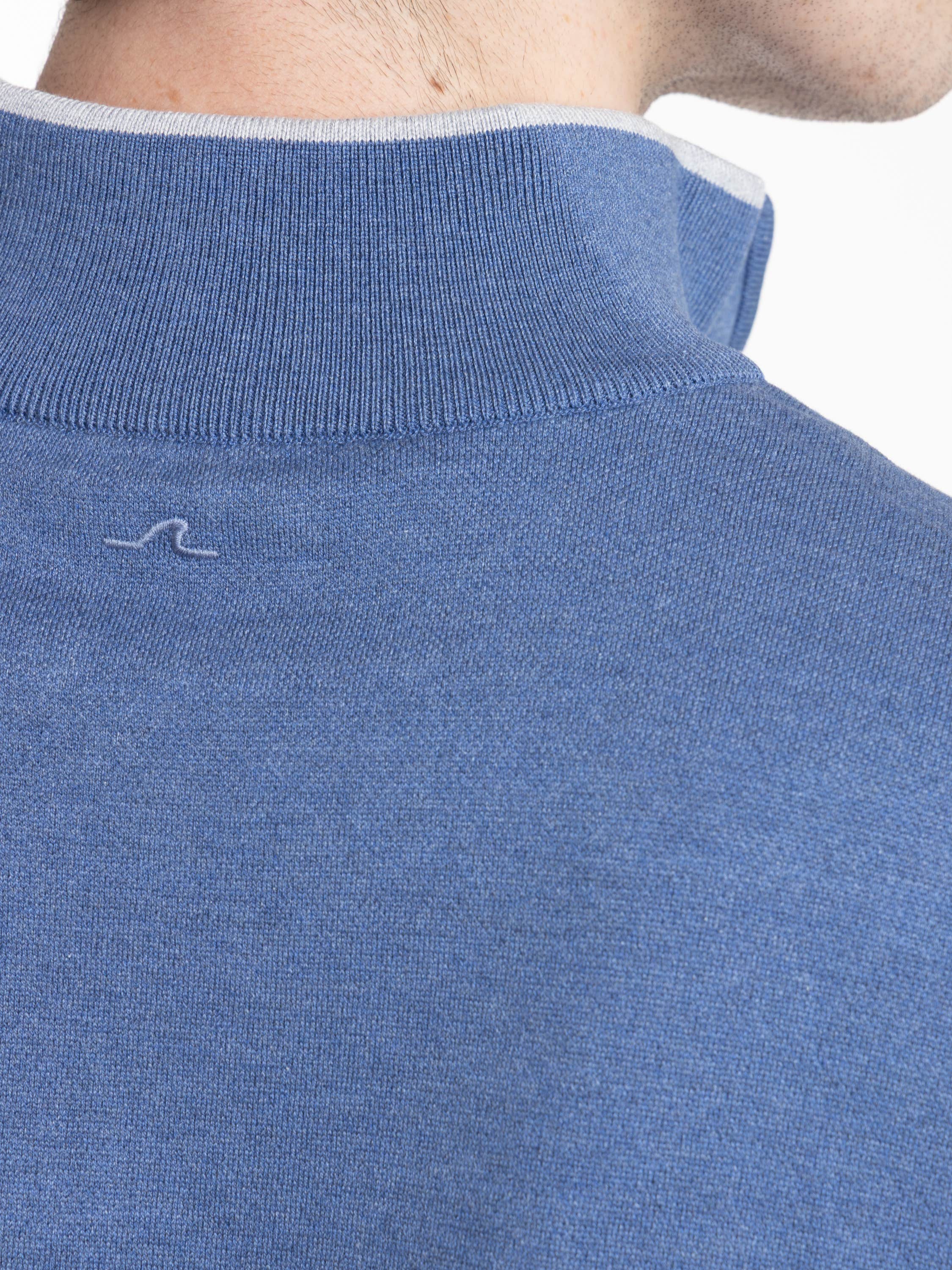 Colony Blue Half‑zip Cotton and Silk Sweater