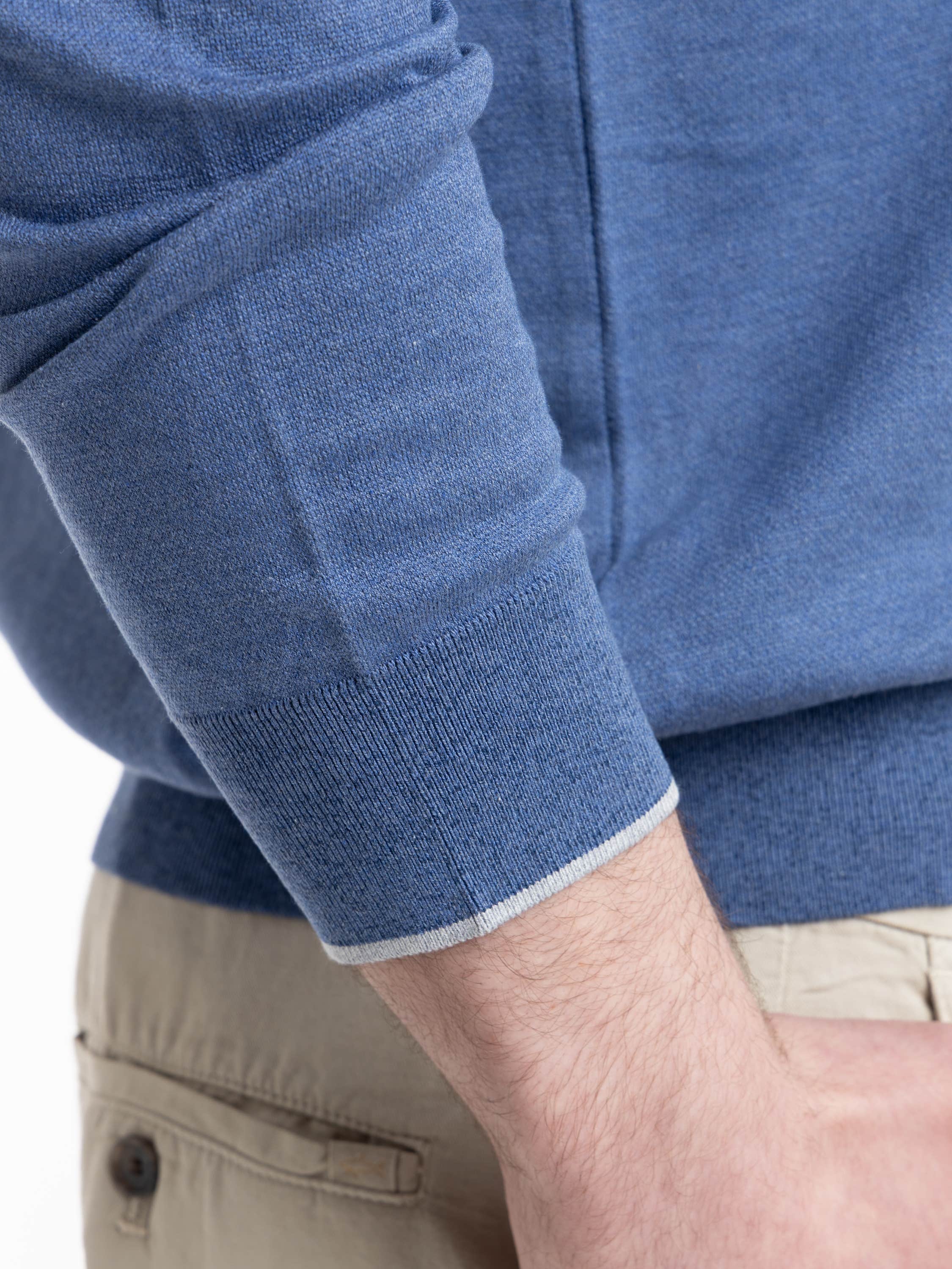 Colony Blue Half‑zip Cotton and Silk Sweater
