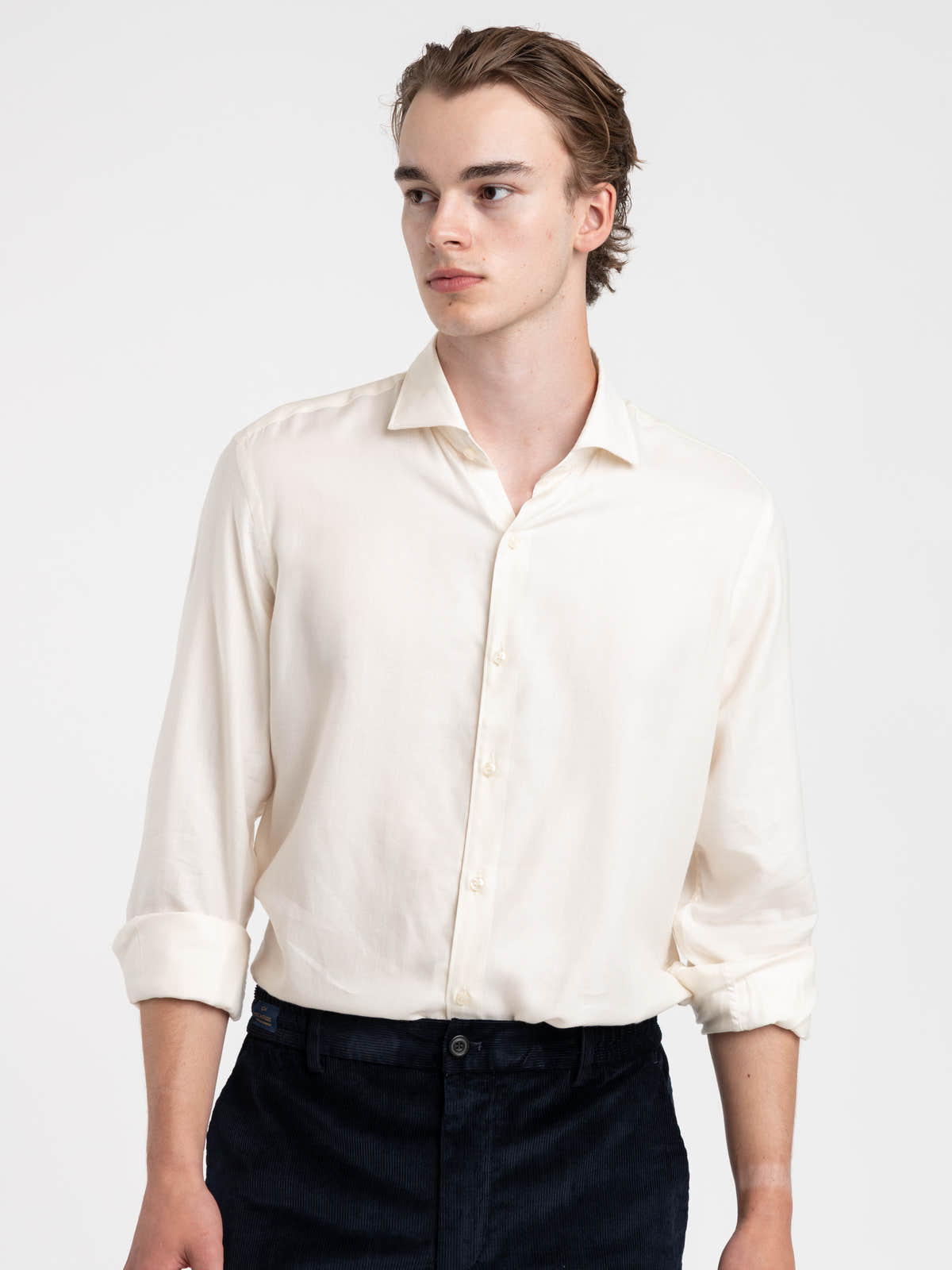 Cream Cotton-Lyocell Shirt