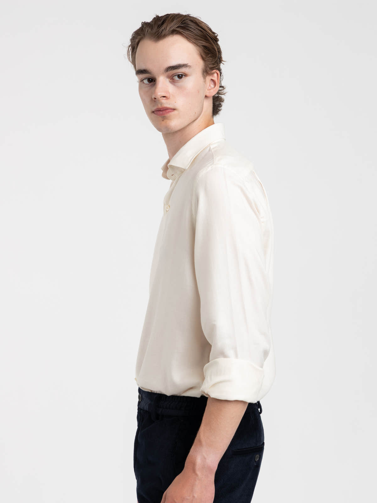 Cream Cotton-Lyocell Shirt