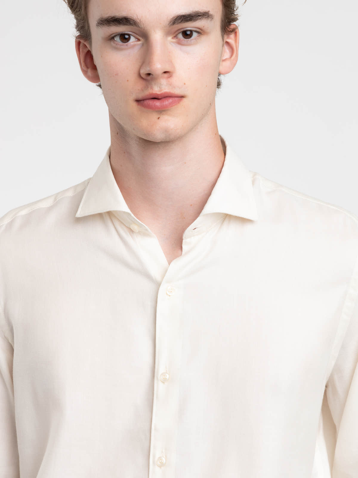 Cream Cotton-Lyocell Shirt