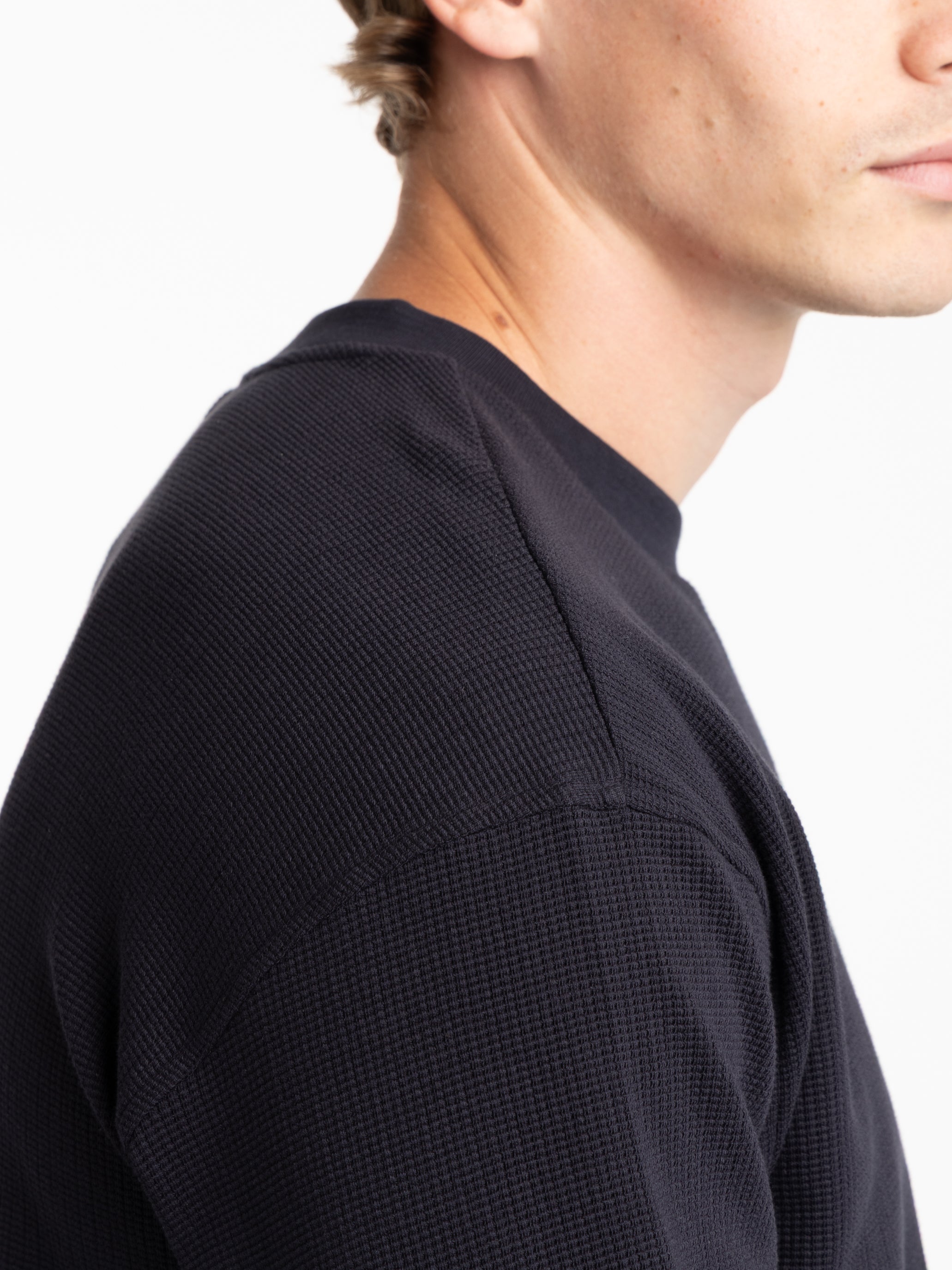 Dark Navy Long Sleeve Waffle Textured Sweater – The Helm