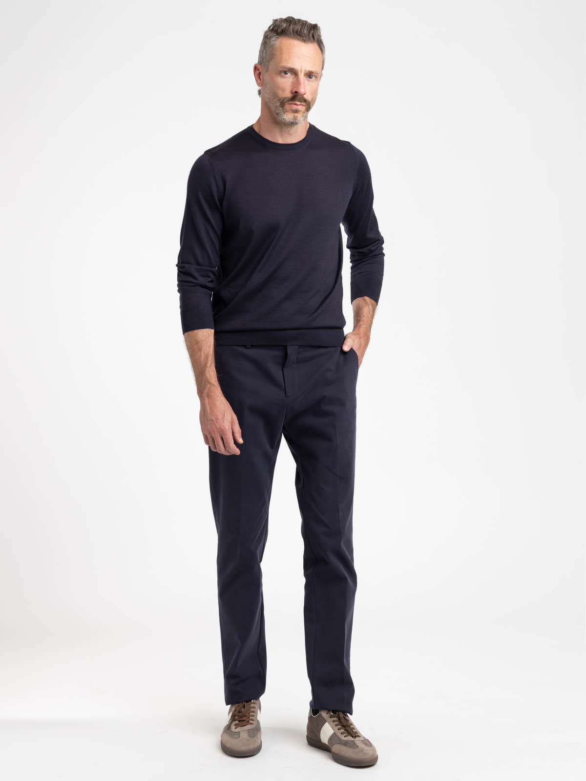 Dark Navy Modal-Blend Trousers