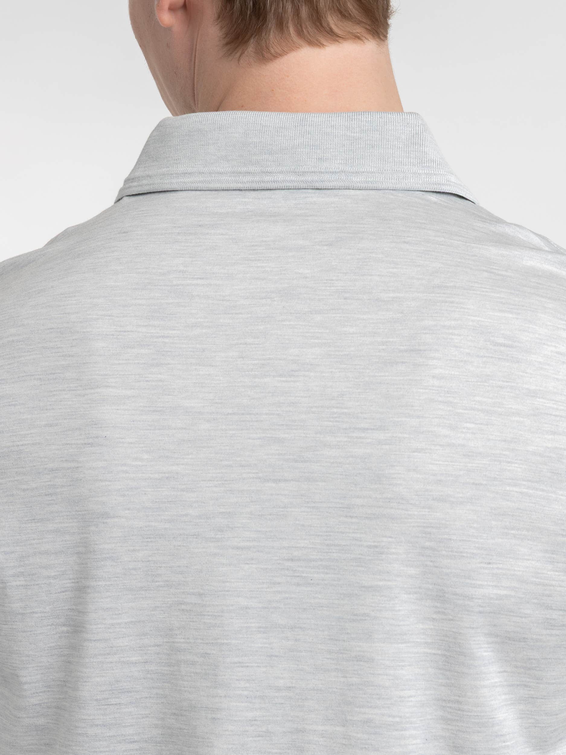 Grey Cotton Silk Polo Shirt