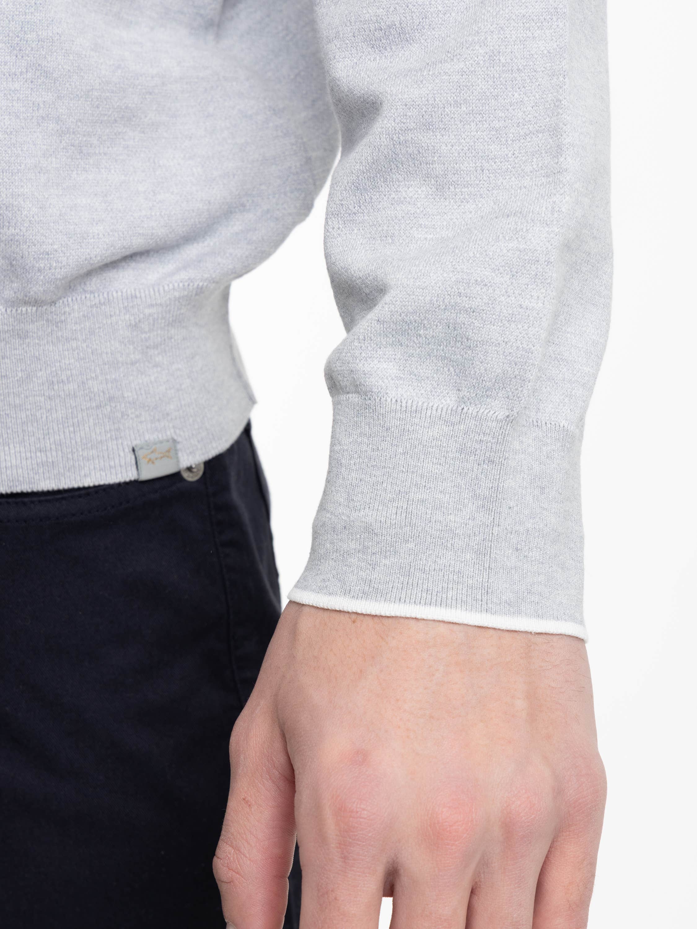 Grey Silk and Cotton Crewneck Sweater