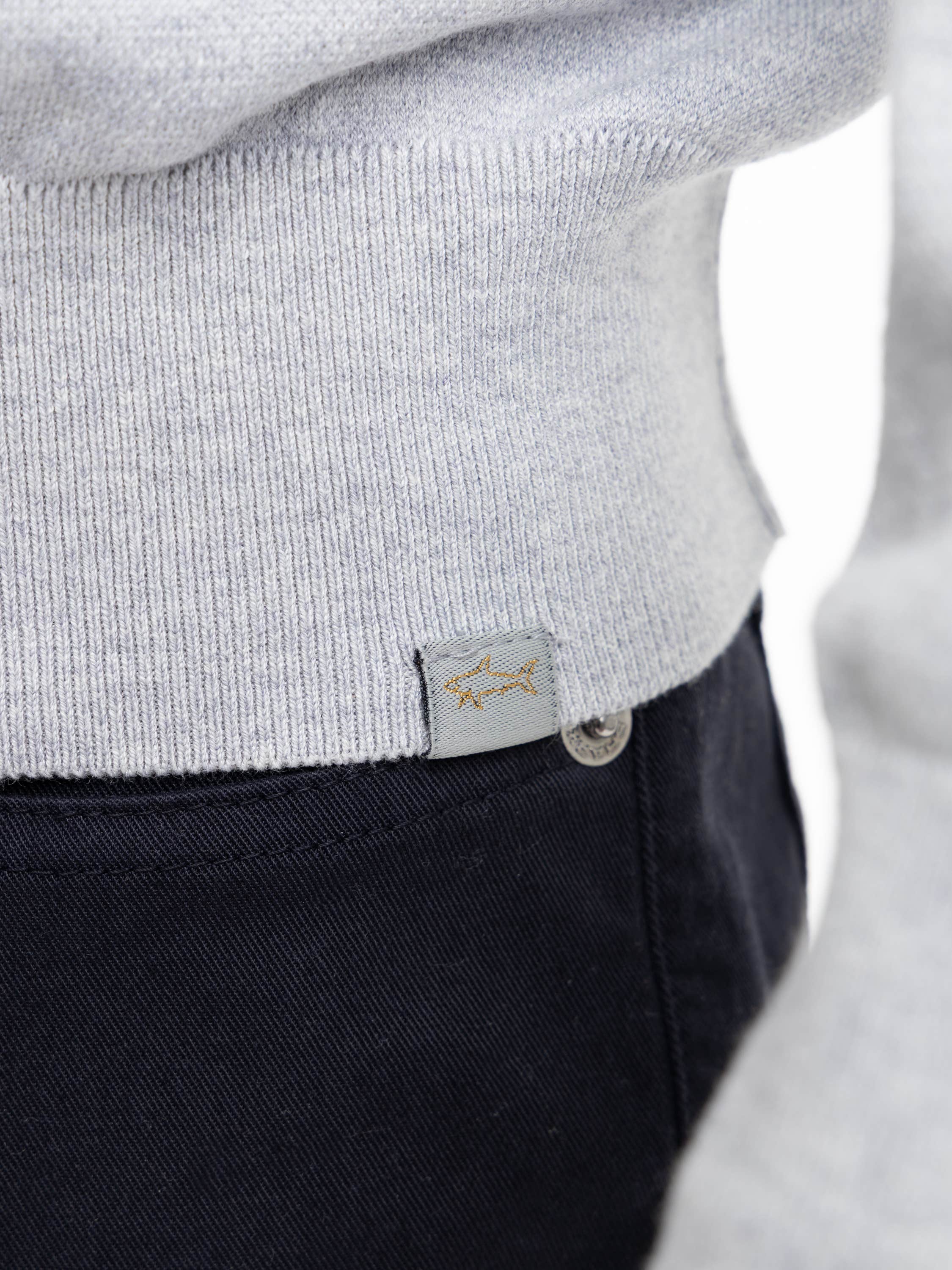 Grey Silk and Cotton Crewneck Sweater
