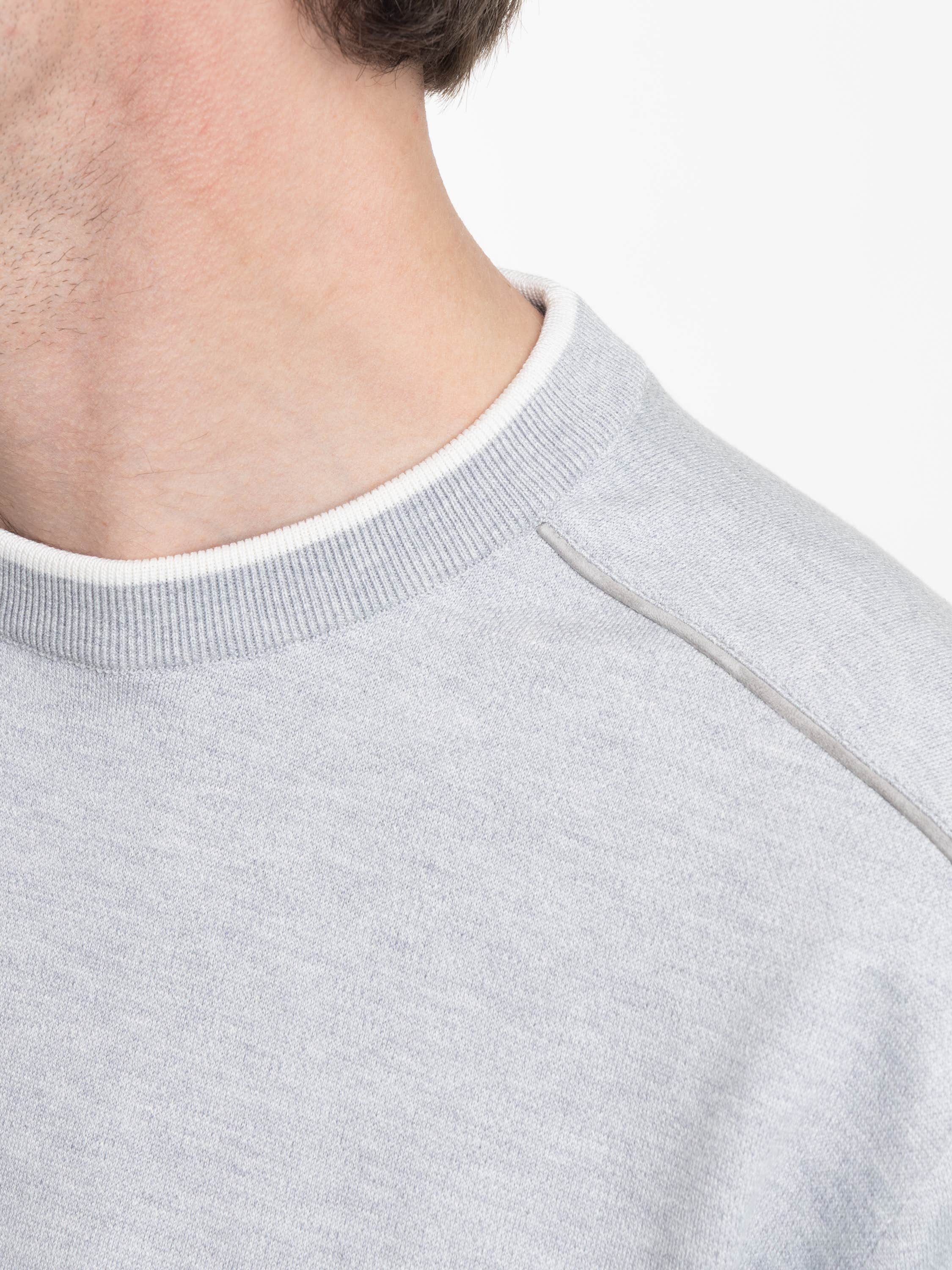 Grey Silk and Cotton Crewneck Sweater