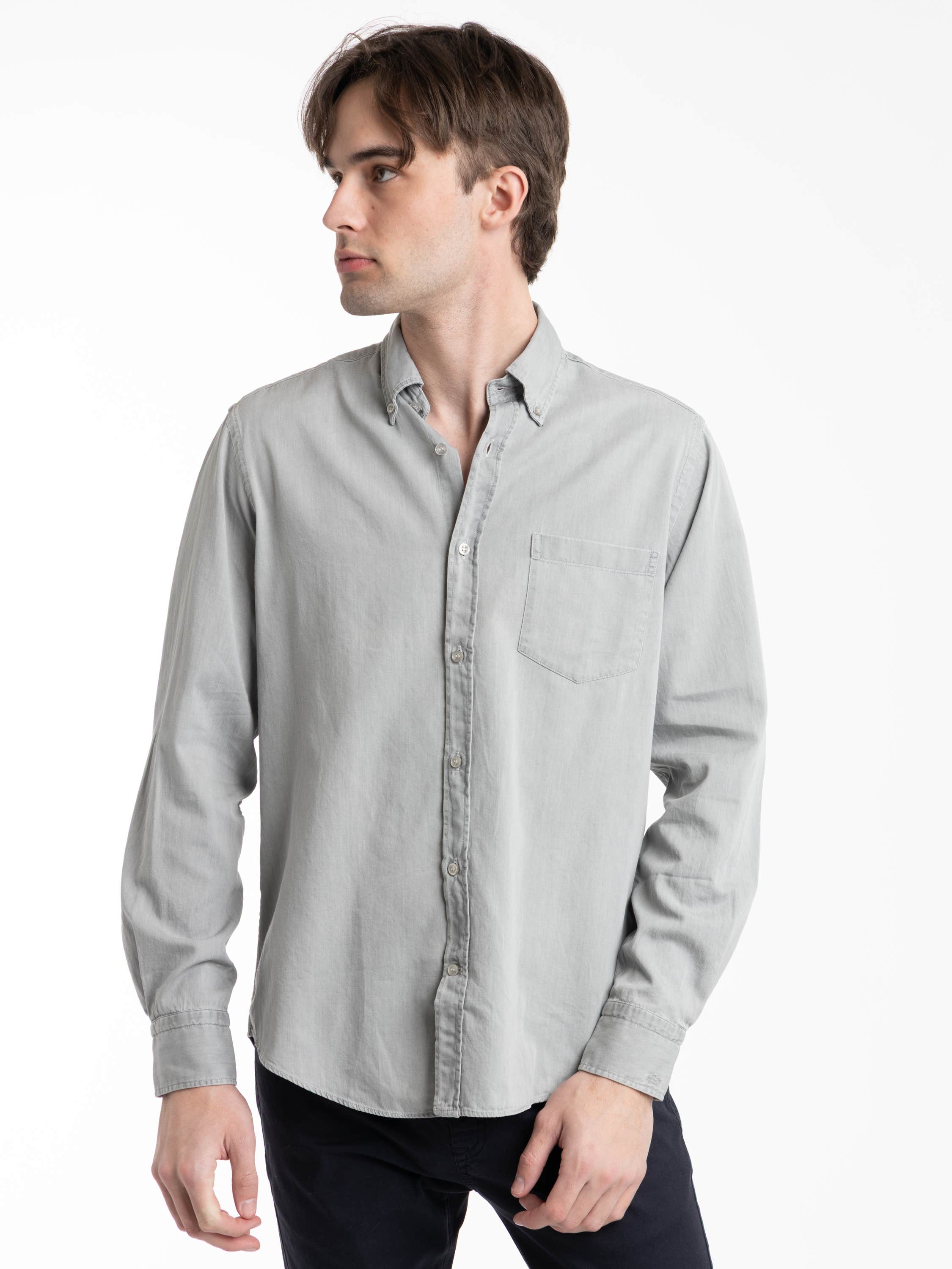 Grey Giza Cotton X-Soft Denim Shirt