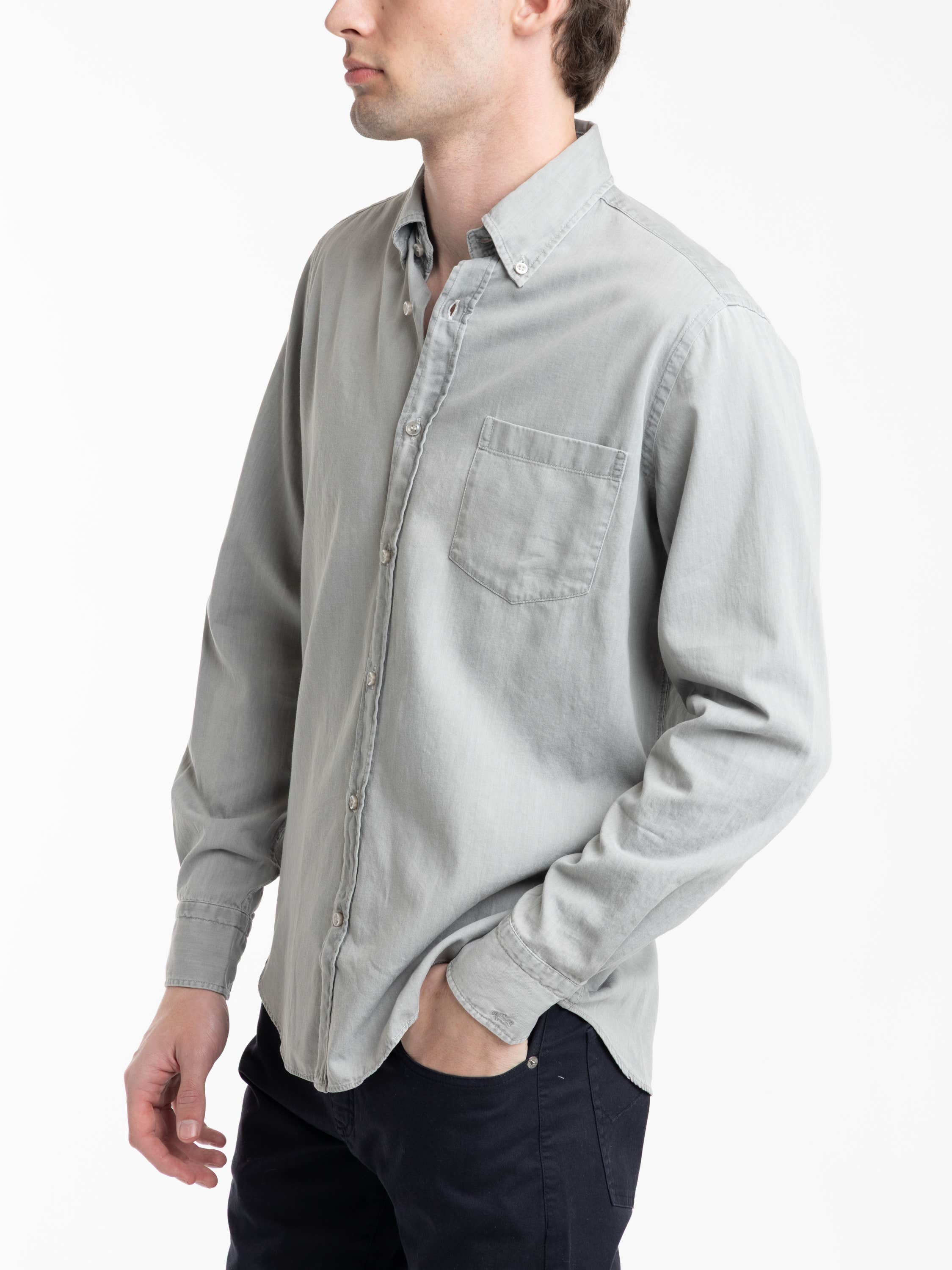 Grey Giza Cotton X-Soft Denim Shirt