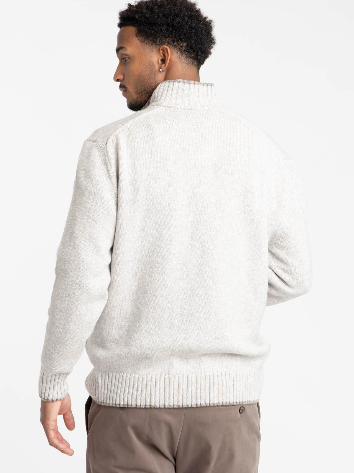 Grey Wool and Cashmere Half-Zip Sweater