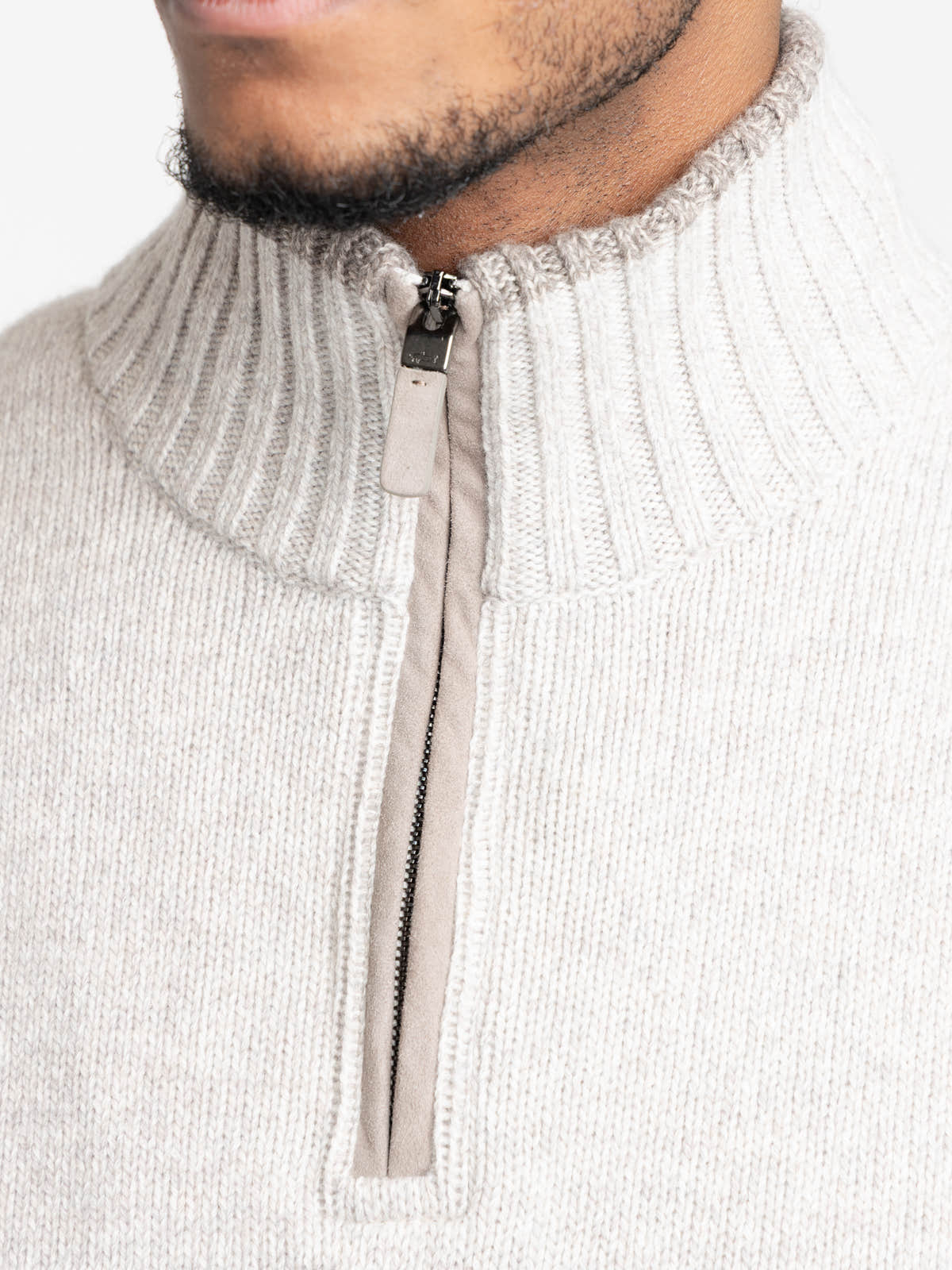 Grey Wool and Cashmere Half-Zip Sweater