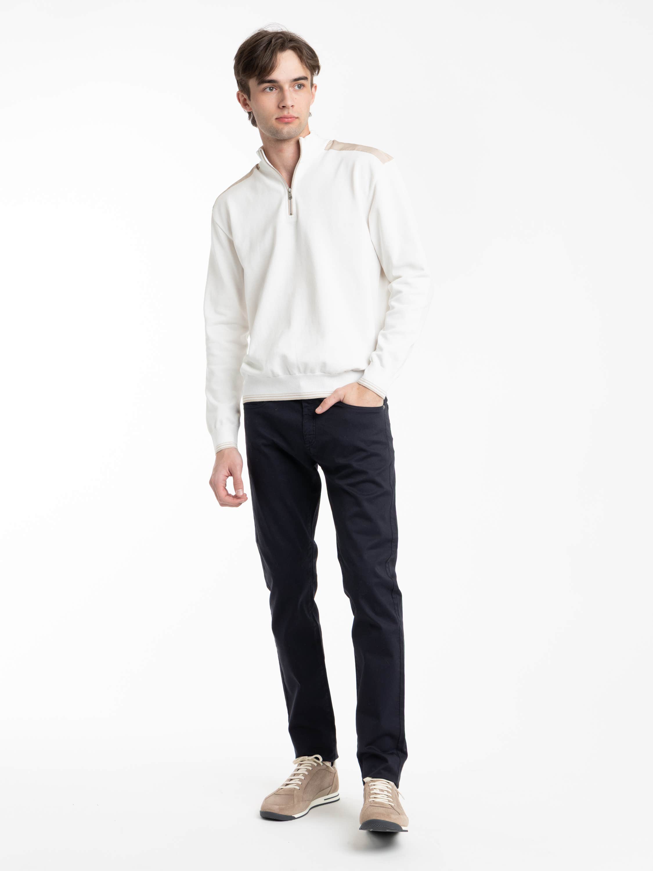 Half‑zip Sweater in Piuma Cotton with Typhoon® Details