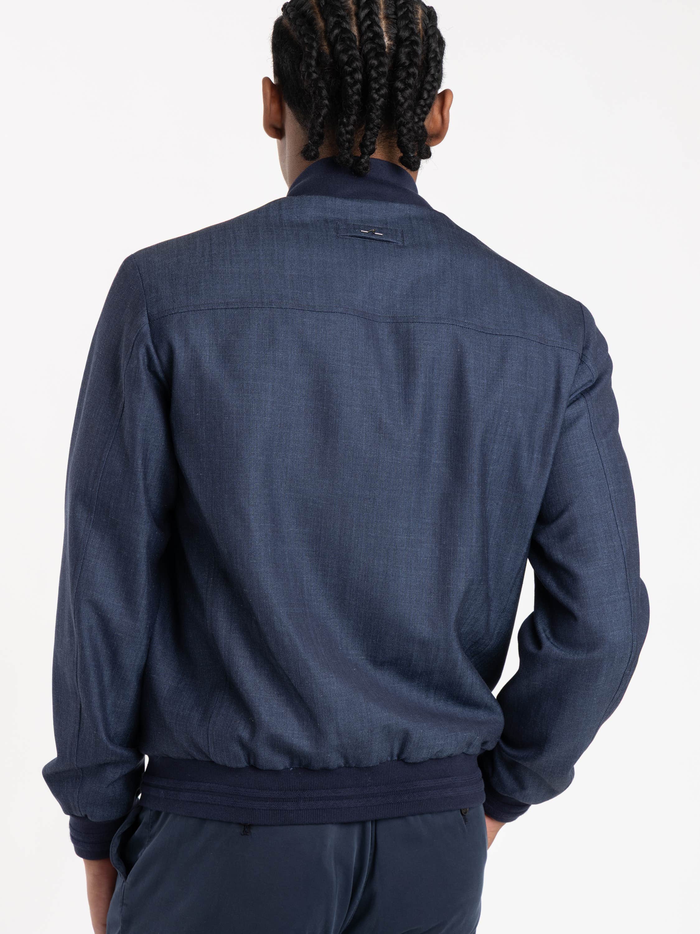 Navy Blue Bomber Jacket In Jersely®