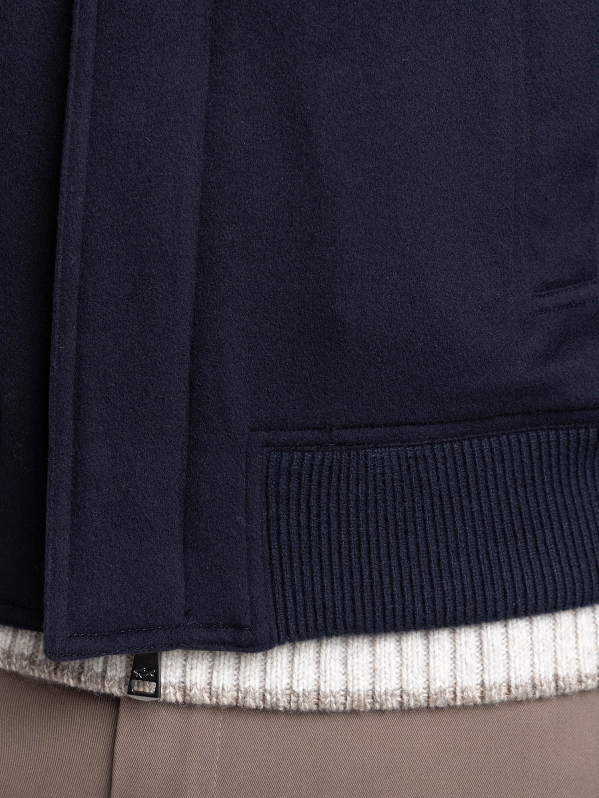 Navy Cashmere Bomber Jacket