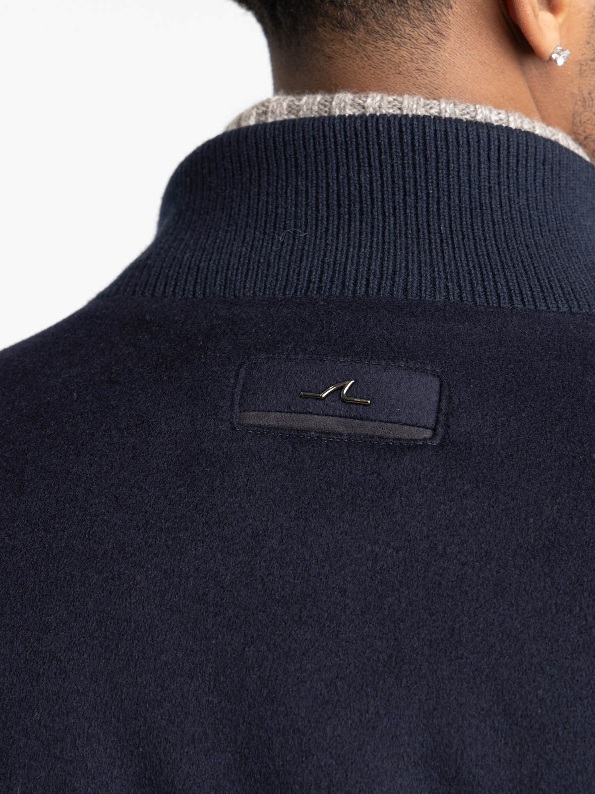 Navy Cashmere Bomber Jacket