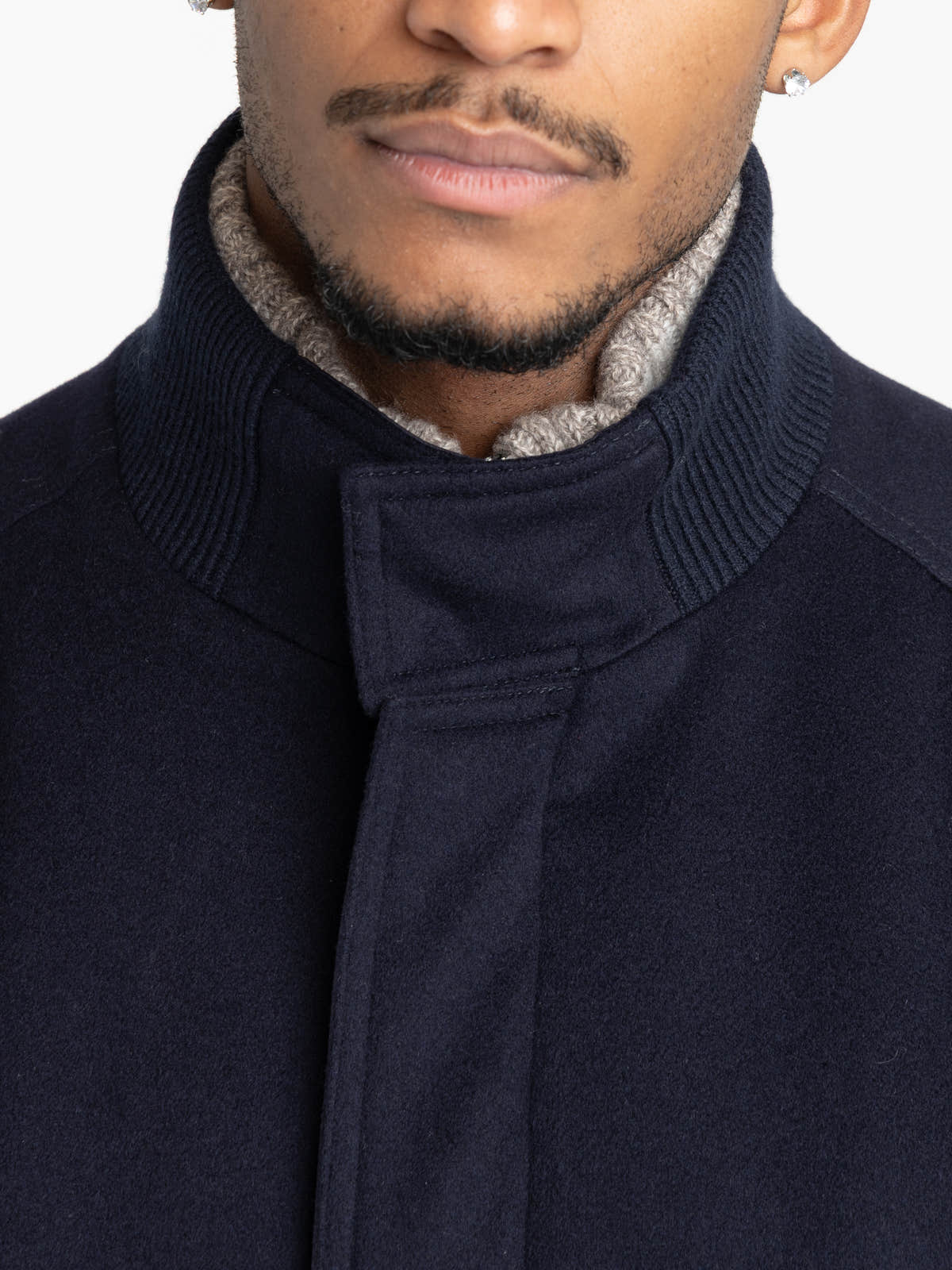 Navy Cashmere Bomber Jacket